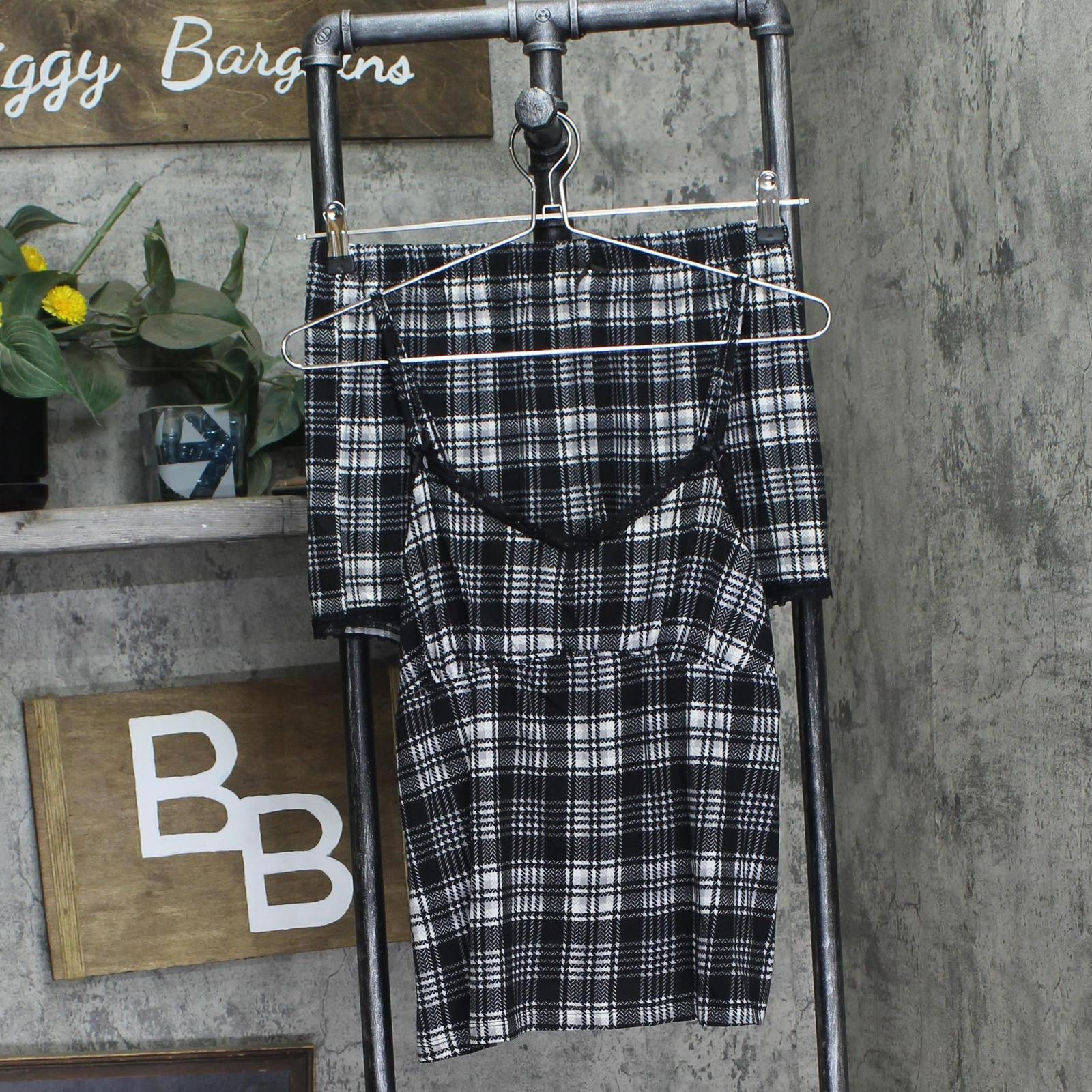 Other New Pillow Talk Lace Trim Plaid Pajama Set Black Multi M Size ONE SIZE - 1 Thumbnail