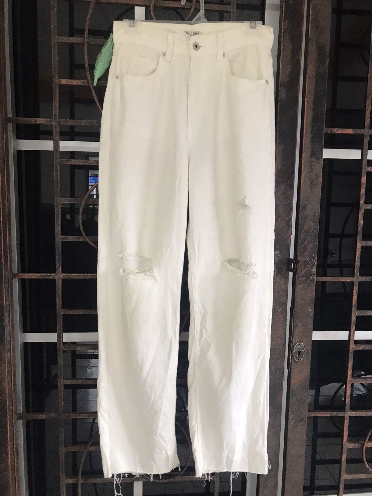 Prada Miu Miu distressed denim high rise Size US 27 - 1 Thumbnail