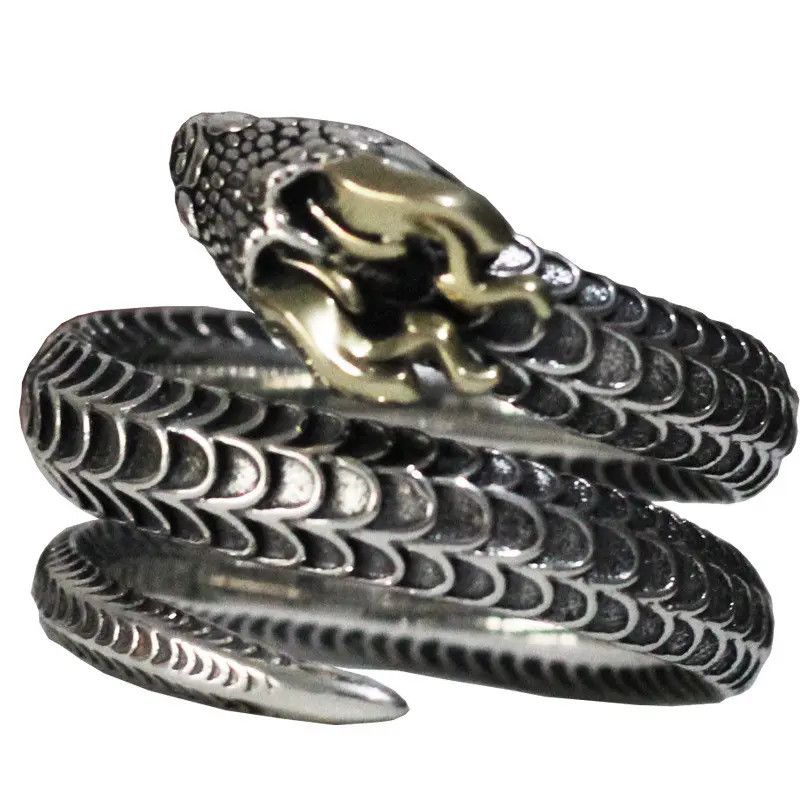 Jewelry × Vintage Elegant Horned Snake Adjustable Ring Size ONE SIZE - 3 Thumbnail