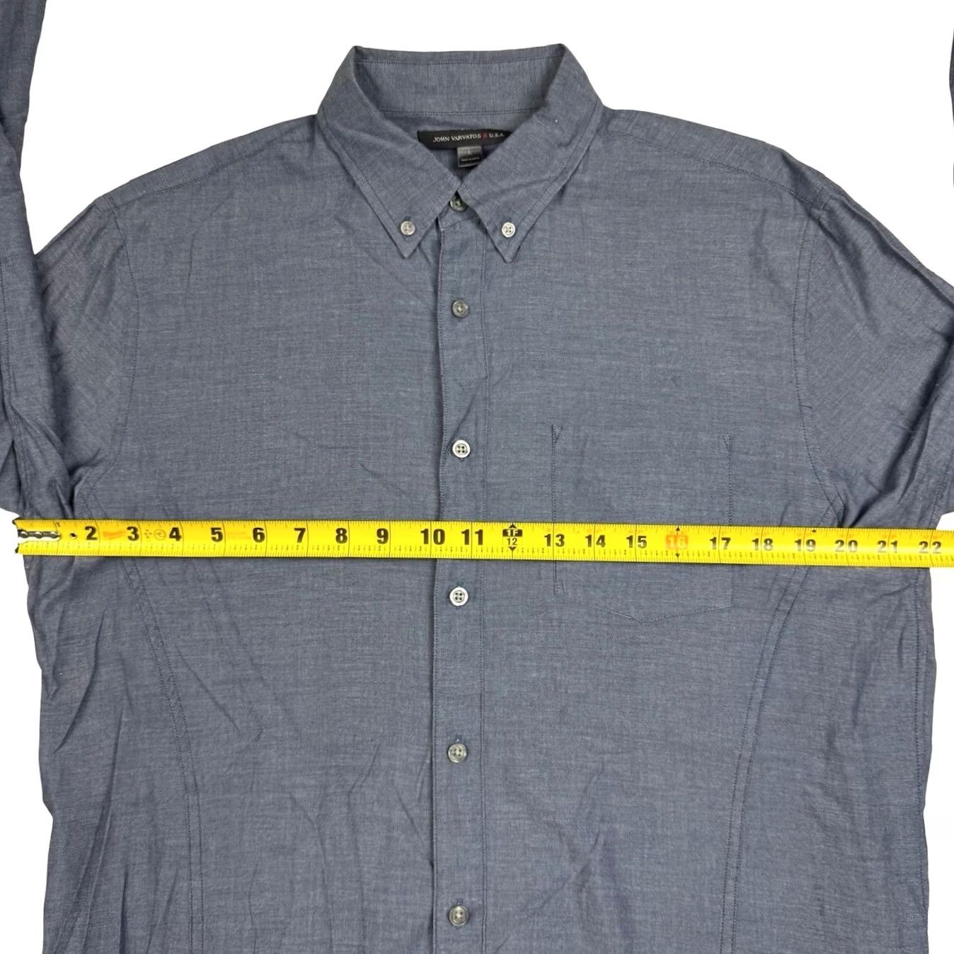 John Varvatos John Varvatos Button-Up Shirt Blue L 100% Cotton Long Sleeve Collar-Down Mens Regular Front-Button Shirt Size US L / EU 52-54 / 3 - 6 Thumbnail