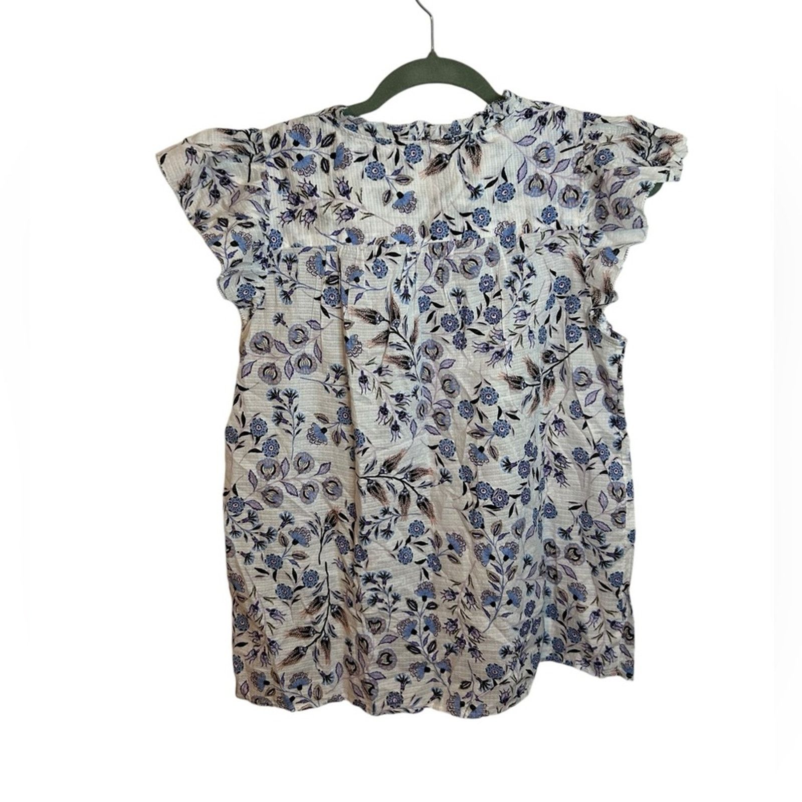 Loft NWT Loft Floral Ruffle Yoke Tie Neck Top Size S / US 4 / IT 40 - 2 Thumbnail