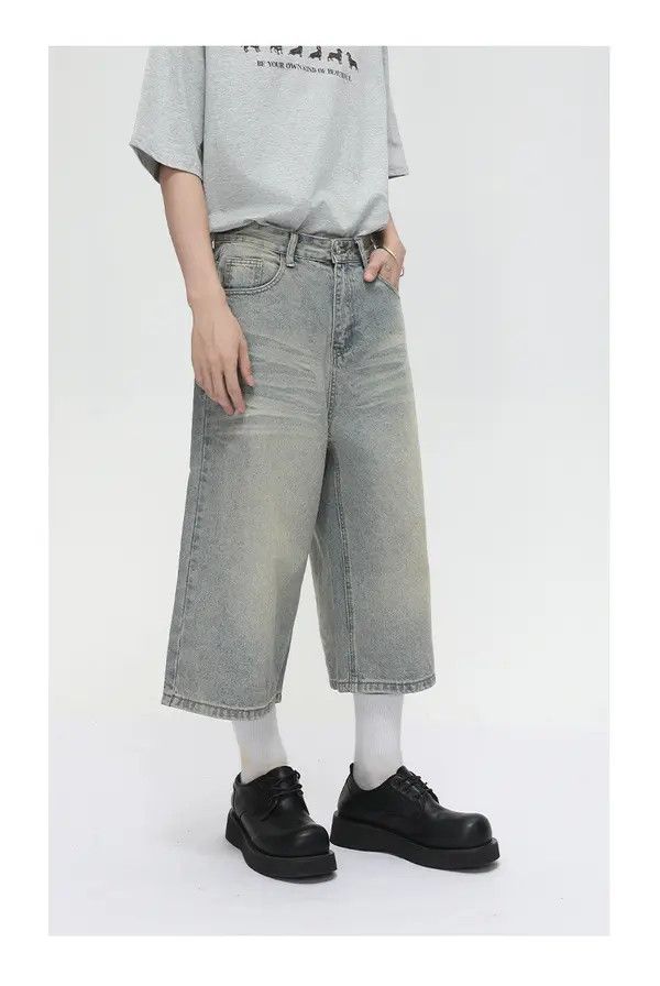 Japanese Brand American distressed retro straight loose denim shorts Size US 32 / EU 48 - 6 Thumbnail