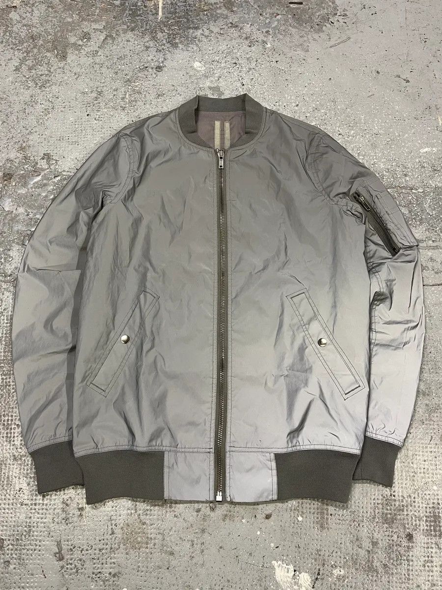 Rick Owens Rick Owens Grey Reflective Nylon Bomber Jacket Size US M / EU 48-50 / 2 - 1 Thumbnail