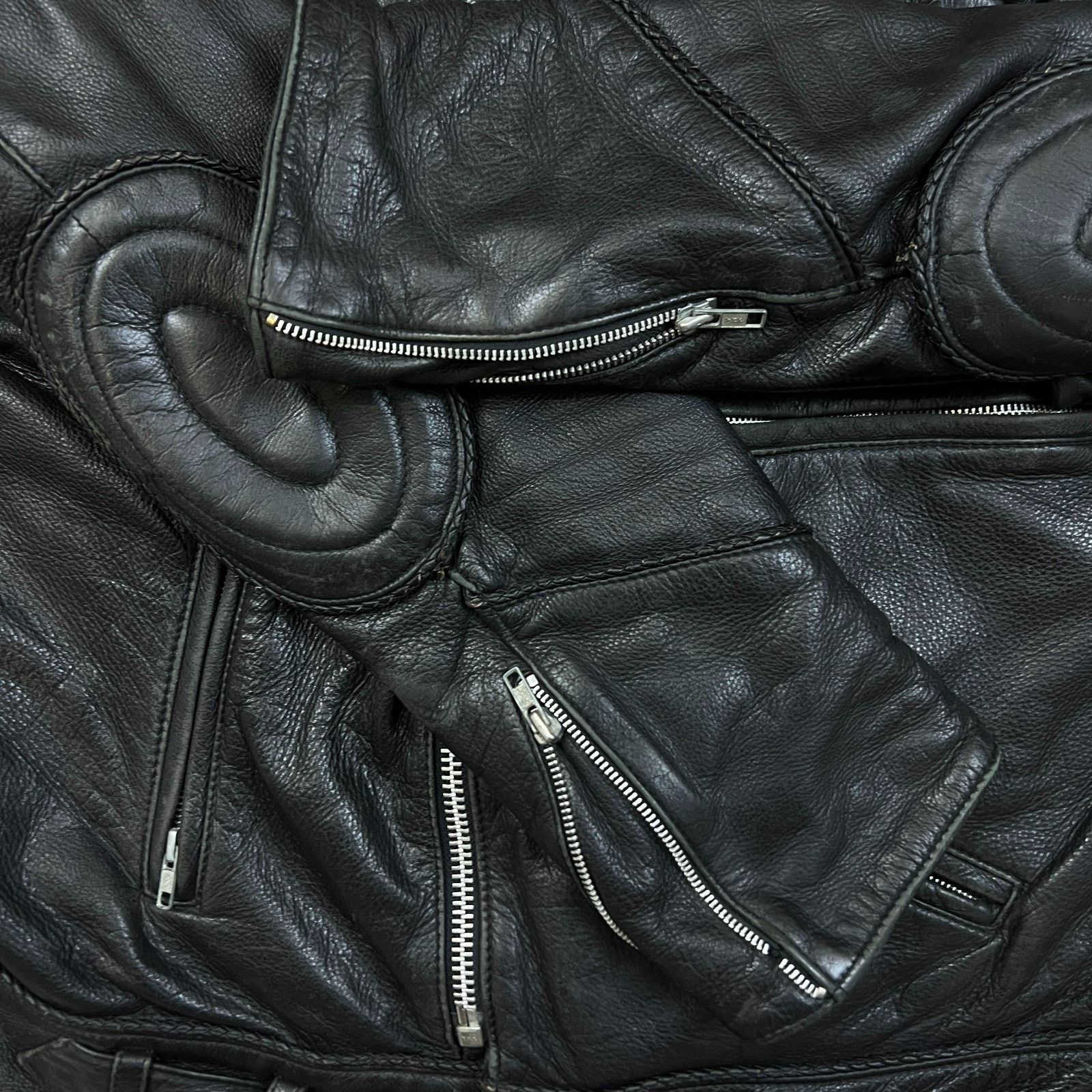 Vintage Vintage 80s Leather Ranch Motorcycle Jacket Padded Biker Size US L / EU 52-54 / 3 - 5 Thumbnail