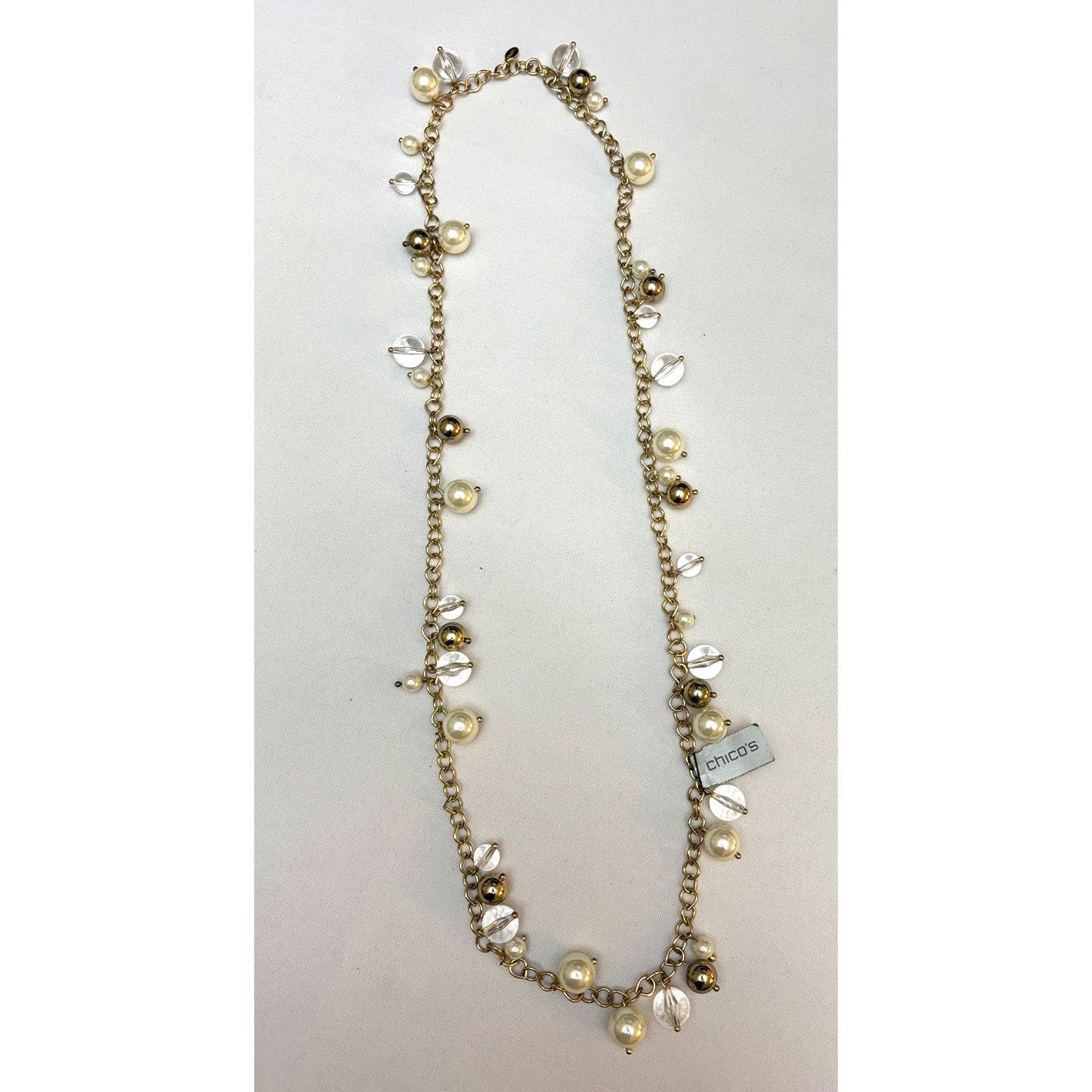 Chicos CHICO's Faux Pearl Bobble Gold Tone 18" Necklace | NWT Size ONE SIZE - 1 Thumbnail