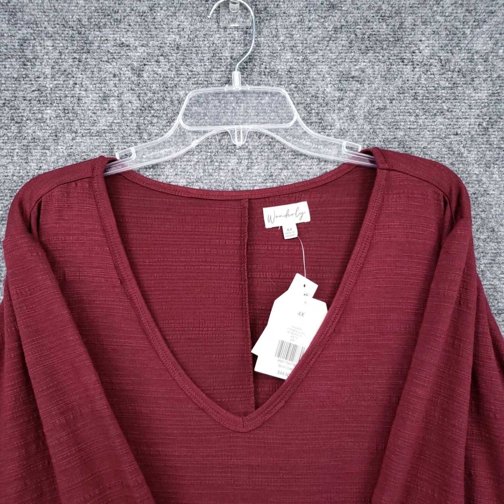 Vintage Wonderly Burgundy Plus Size 4X Short Sleeve Casual Tee Shirt Stretch NWT Size XXL / US 16-18 / IT 52-54 - 3 Thumbnail
