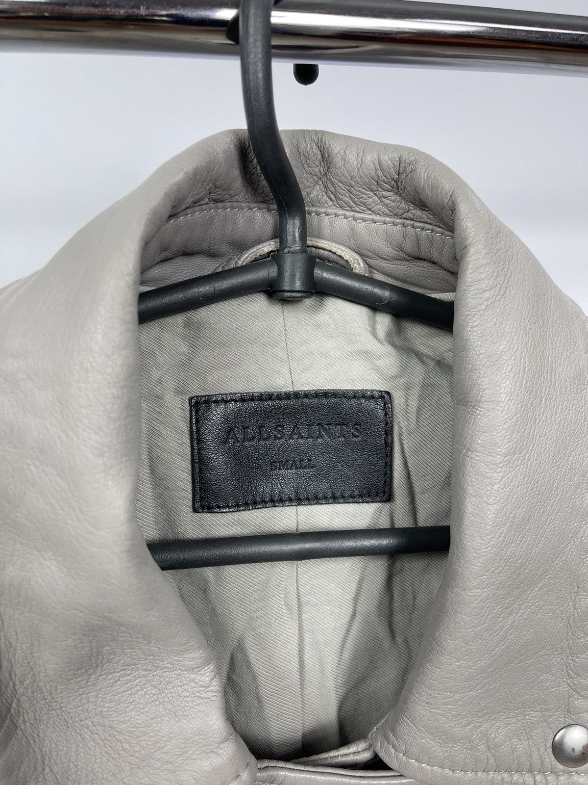 Allsaints AllSaints Men’s Leather Oversized Biker Jaket Size S Grey Size US S / EU 44-46 / 1 - 3 Thumbnail