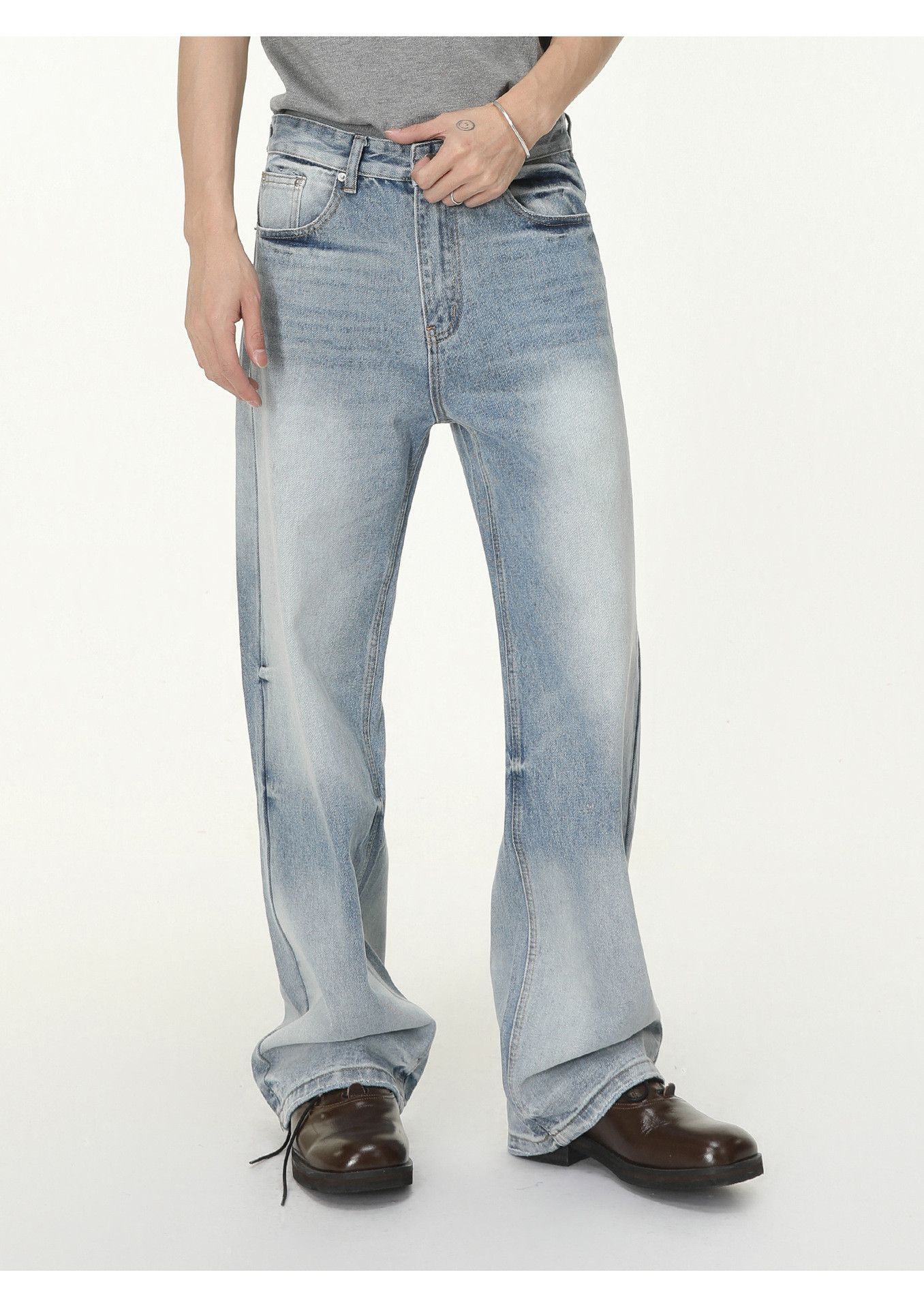 Japanese Brand Japanese style vintage distressed wide-leg washed jeans Size US 34 / EU 50 - 1 Thumbnail