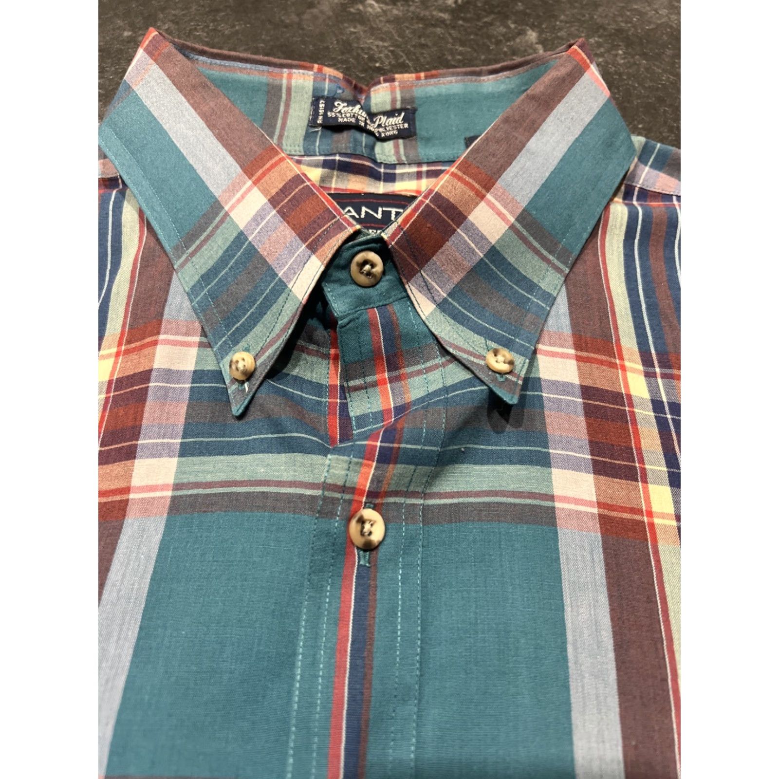 Gant GANT Shirt Mens XL Slim Button-Down Plaid HUGGER Foxhunt Multicolor 90s Classic Colorful Oxford Button-Up Long Sleeve Size US XL / EU 56 / 4 - 6 Thumbnail