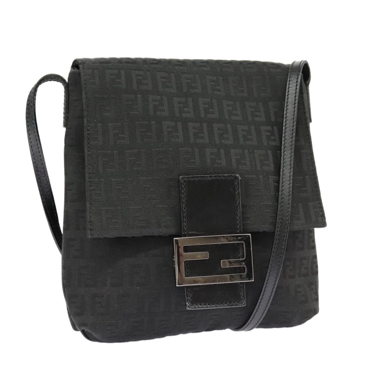 Fendi Zucchino Canvas Mamma Baguette Shoulder Bag Black, Women's