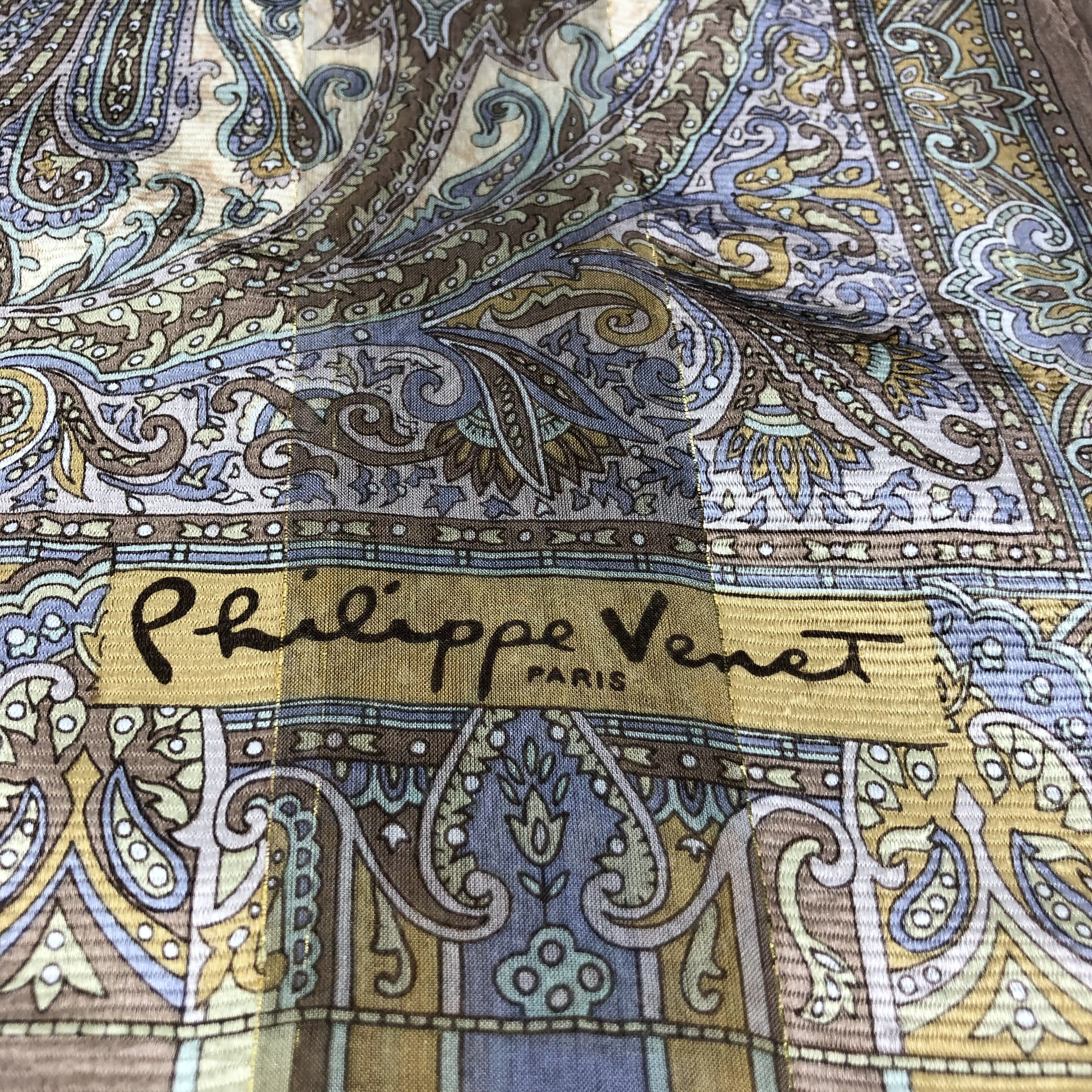 Vintage Philippe Venet Paisley Silk Stole Silk Scarf M842 Size ONE SIZE - 4 Thumbnail