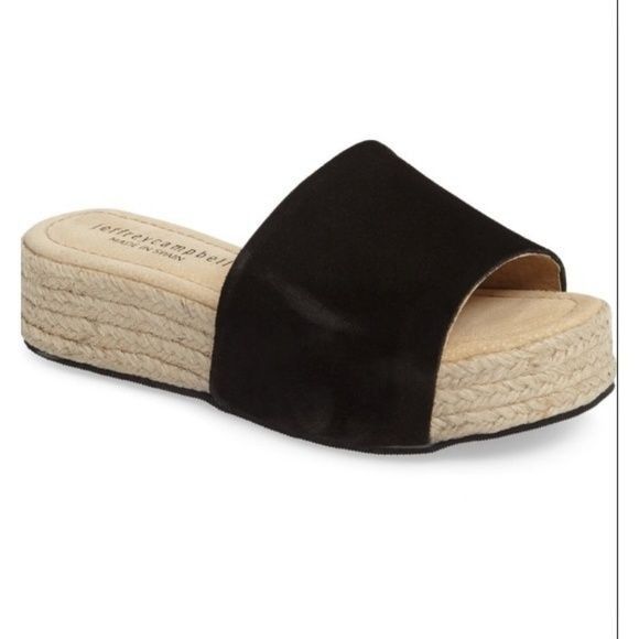 Jeffrey Campbell Jeffrey Campbell Black Suede Espadrille Slip-On Platform San Size US 8 / IT 38 - 1 Thumbnail