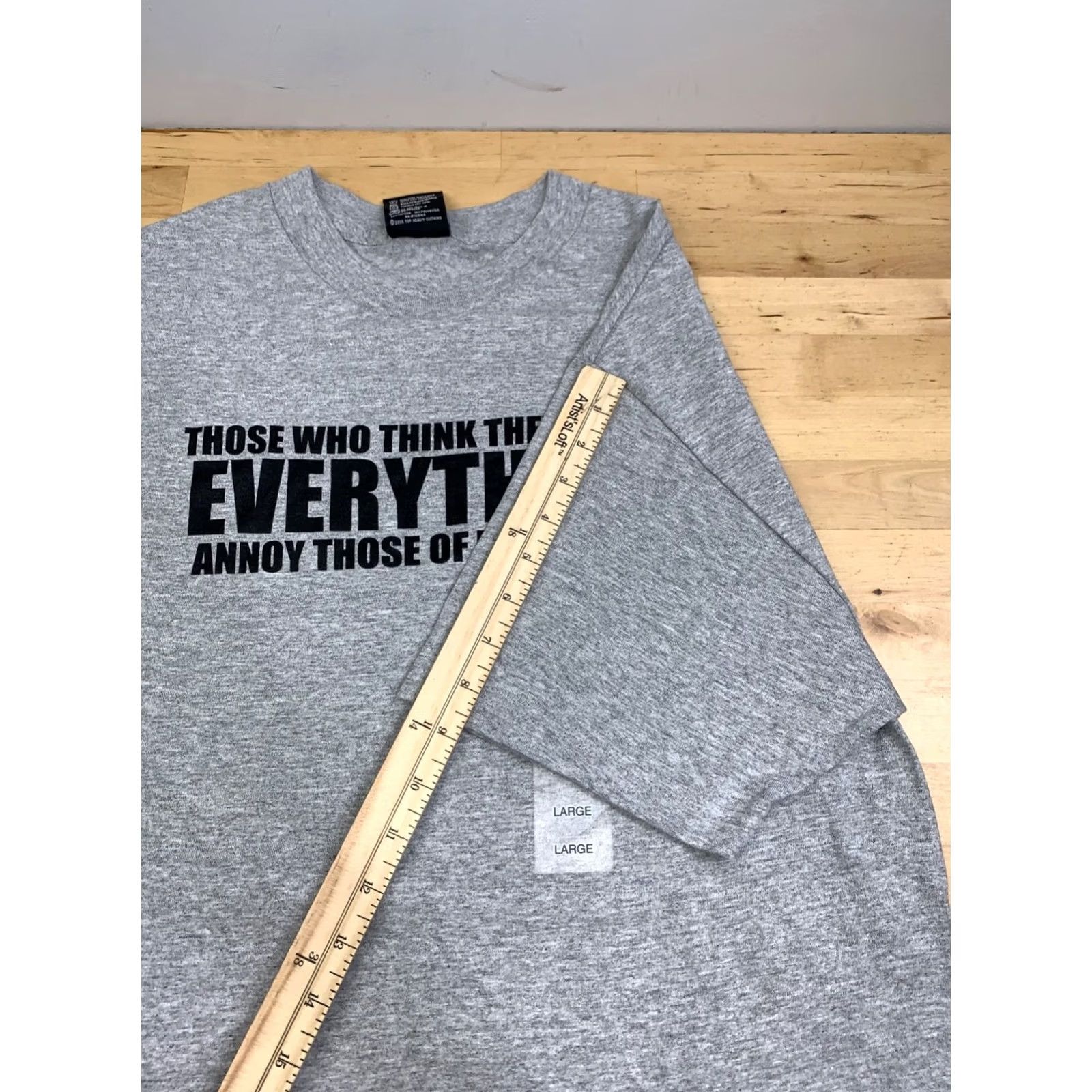 Vintage VINTAGE Top Heavy Shirt Mens L Gray Funny Humor Short Sleeve Crew Neck Cotton T-Shirt 13228 Size US L / EU 52-54 / 3 - 6 Thumbnail