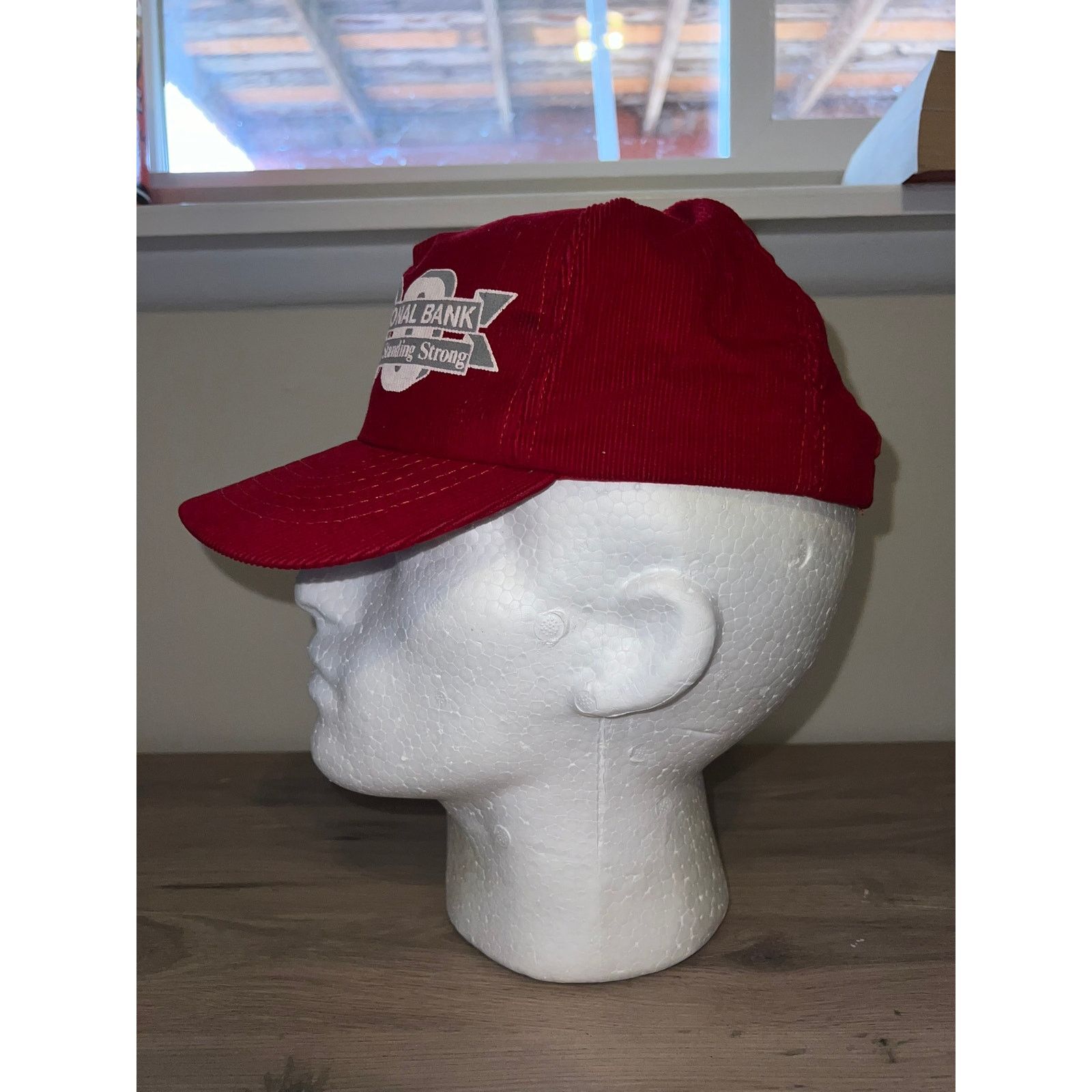 Vintage Vintage 1989 Albion National Bank 100 Years Red Corduroy Hat Size ONE SIZE - 4 Thumbnail