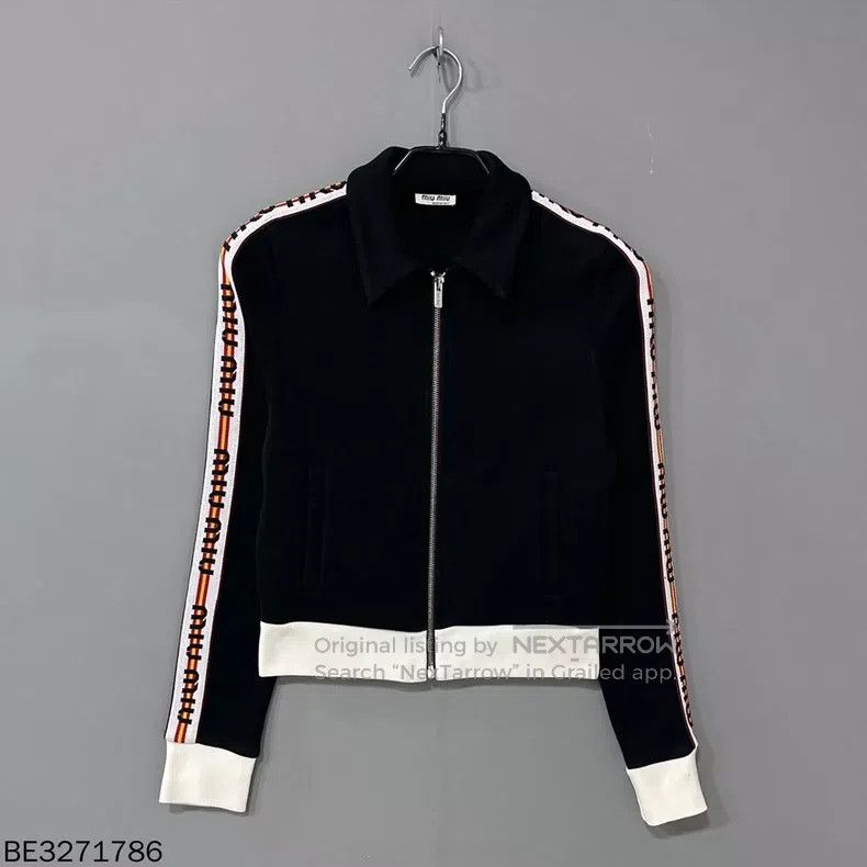 Miu Miu Size M Black string zipper coat
