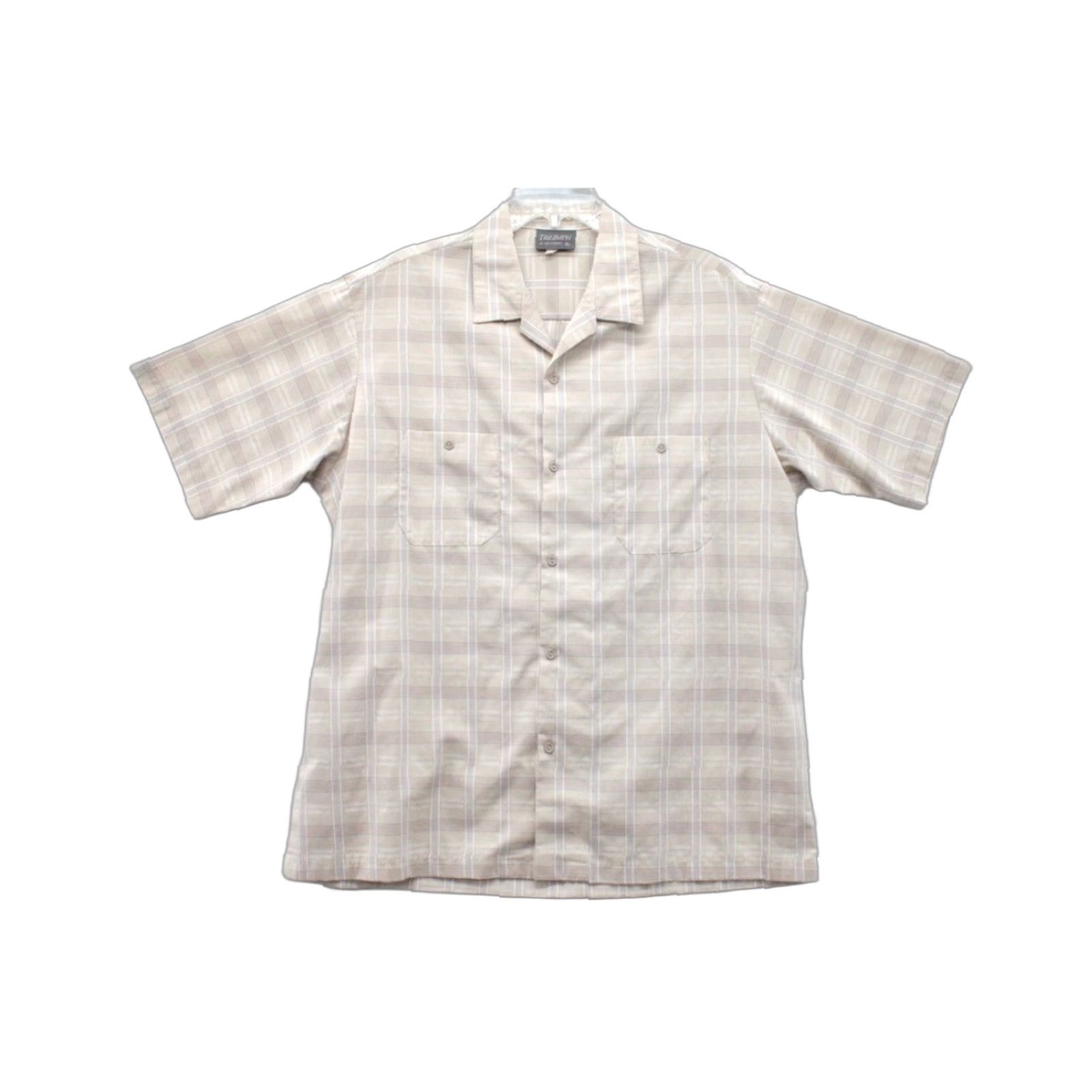 Vintage VINTAGE Triumph of California Shirt Mens XL Beige Plaid Cotton Spread Collar USA Size US XL / EU 56 / 4 - 1 Thumbnail