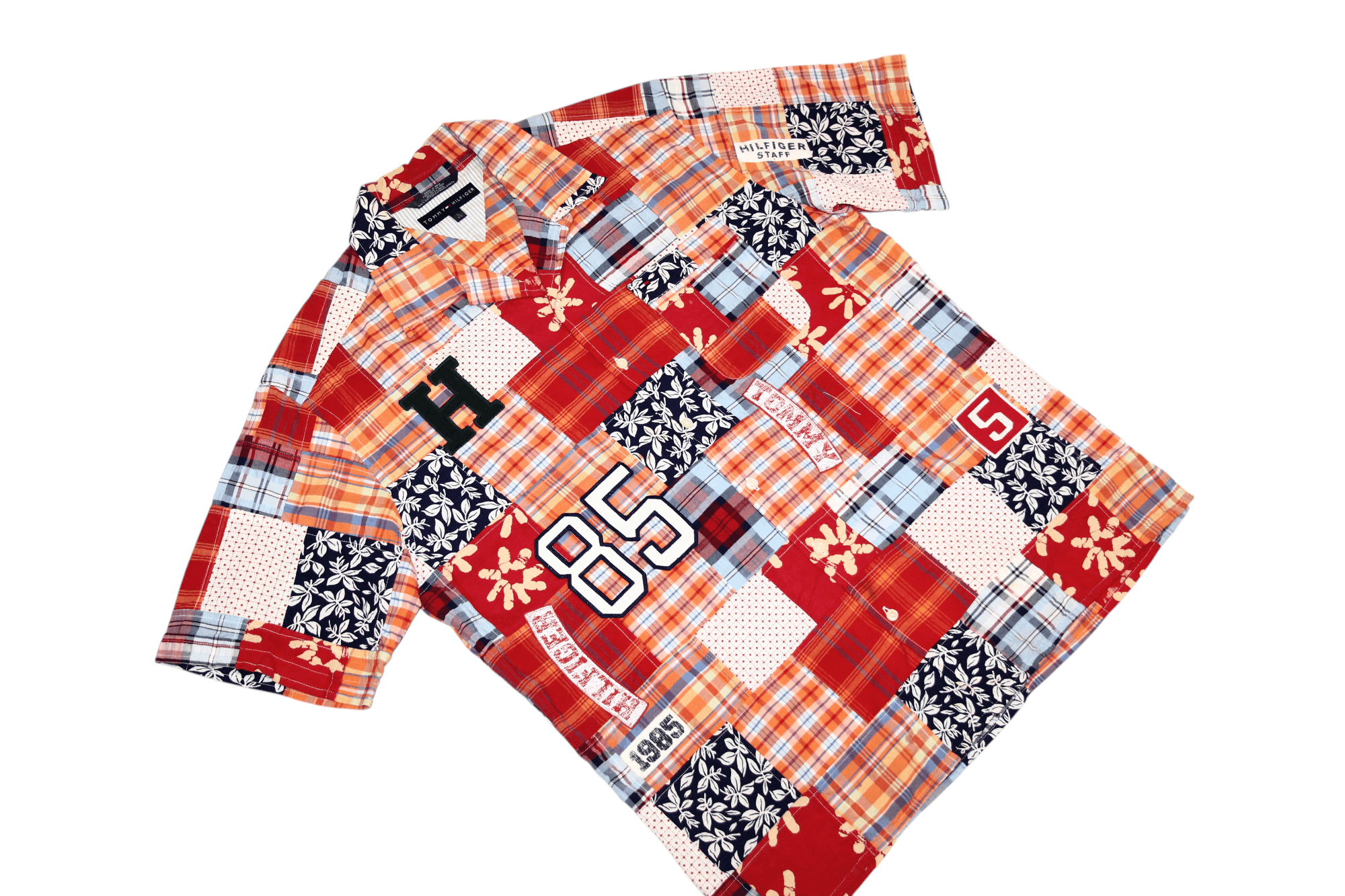 Tommy Hilfiger 💥Tommy Hilfiger Boro Sashiko Patchwork Hawaiian Shirt Size US XL / EU 56 / 4 - 7 Thumbnail