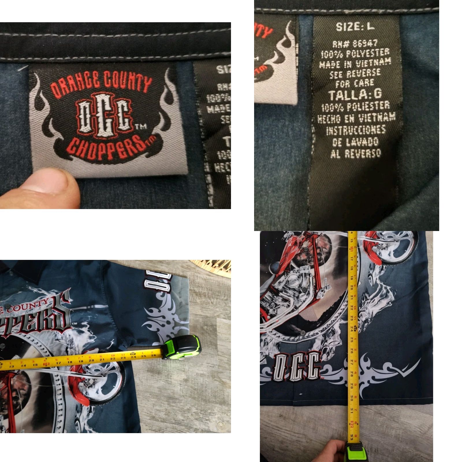Vintage Orange County Choppers Shirt Mens L Button Up Lightweight Camp Hawaiian OCC Size US L / EU 52-54 / 3 - 8 Thumbnail