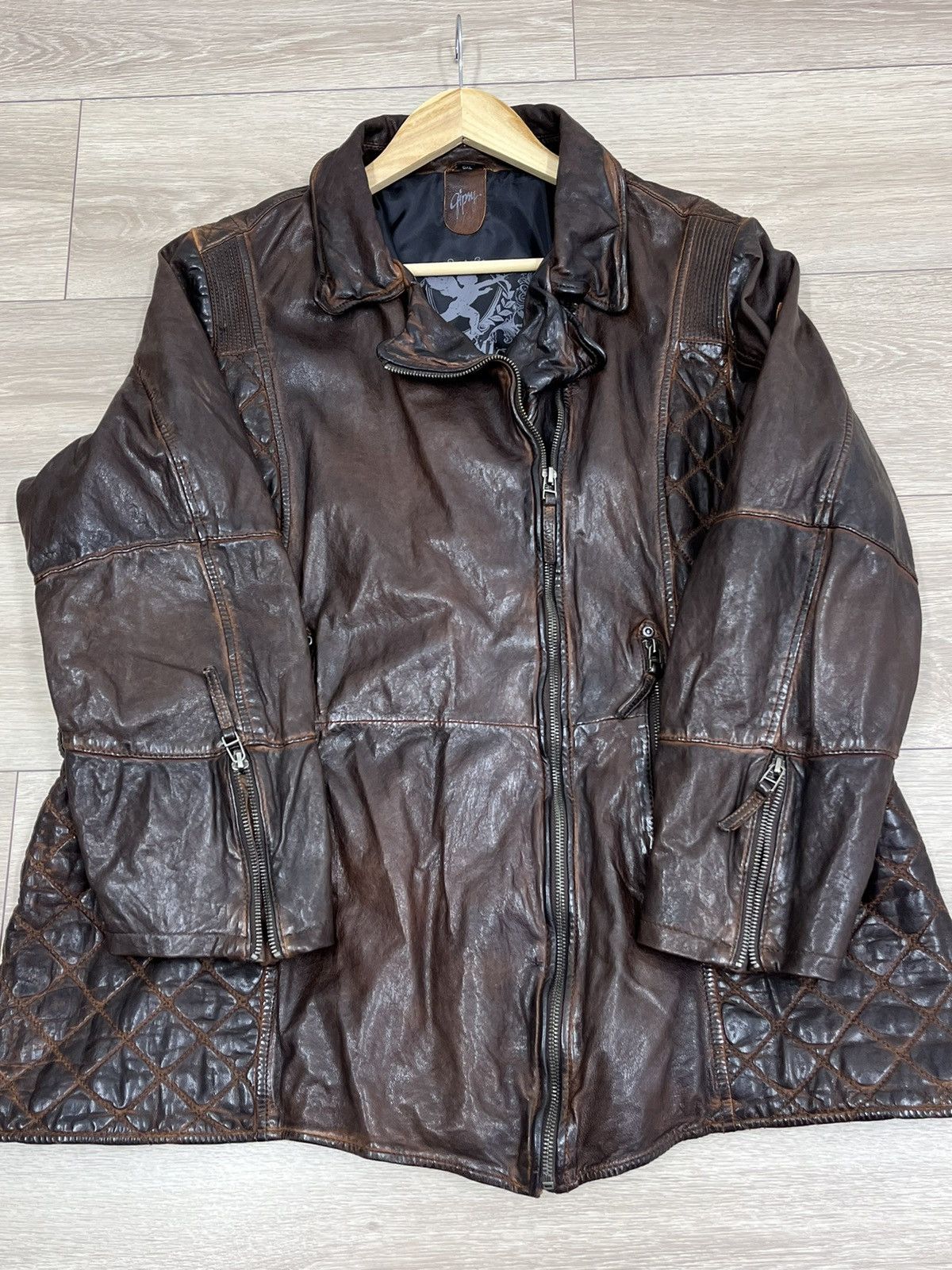 Gypsy Sheepskin Brown Leather Jacket Gipsy Distressed Size 6XL Size 4XL / US 24-26 - 7 Thumbnail