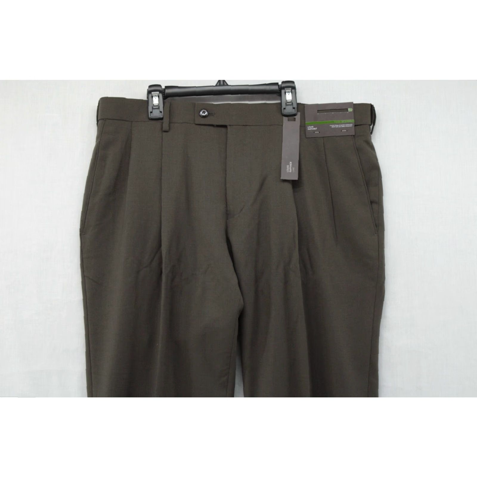 Vintage Louis Raphael Pants Mens 36 X 31 Pleated Cuffed Bark 100% Merino Wool NWT Tailored Dress Pants Men's Flat Front Pocket: Slash Vintage? No. Size US 36 / EU 52 - 2 Thumbnail