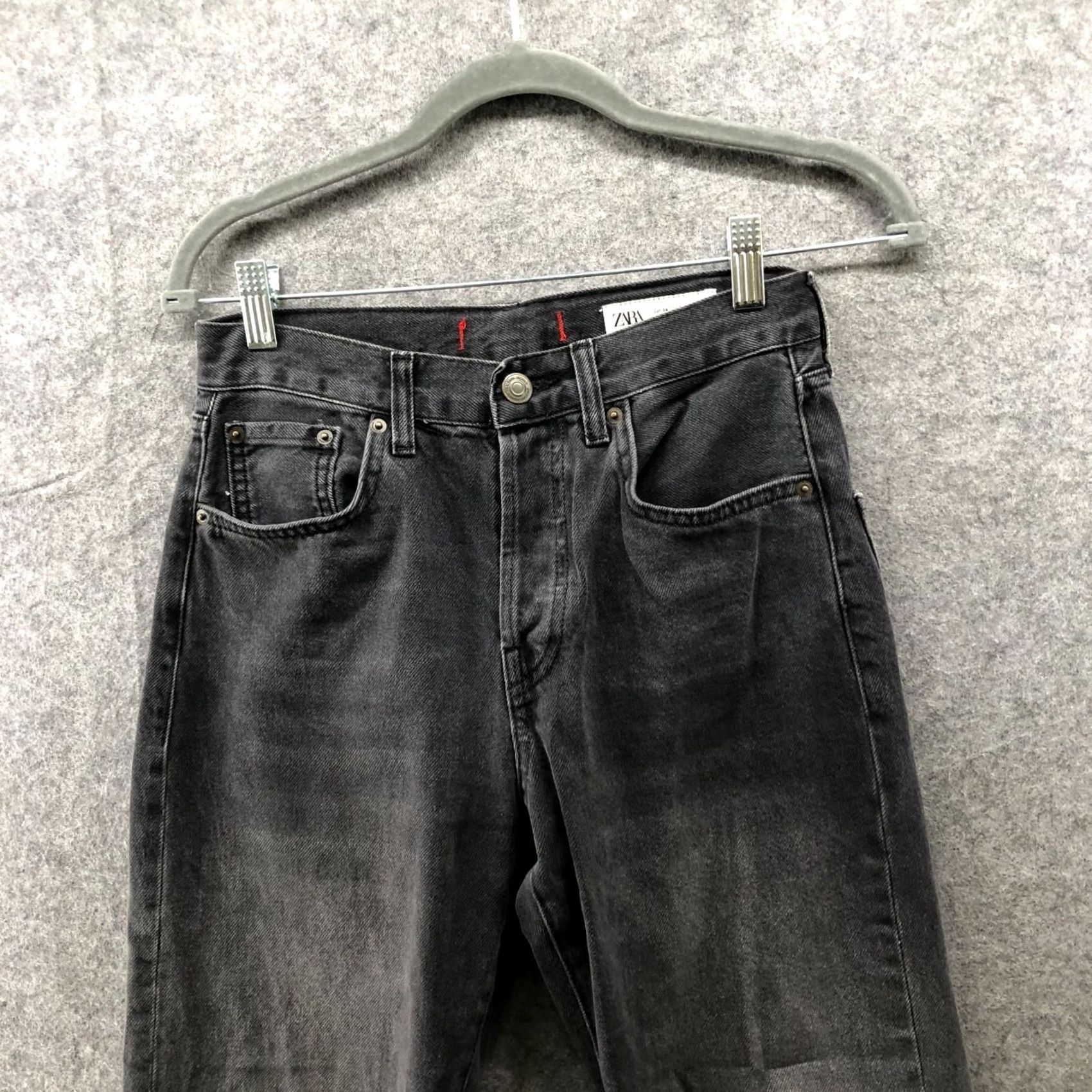 Zara Zara High Rise Straight Jeans Womens Size 2 Black Charcoal Wash Cotton Denim 5-Pocket Size 26" / US 2 / IT 38 - 3 Thumbnail
