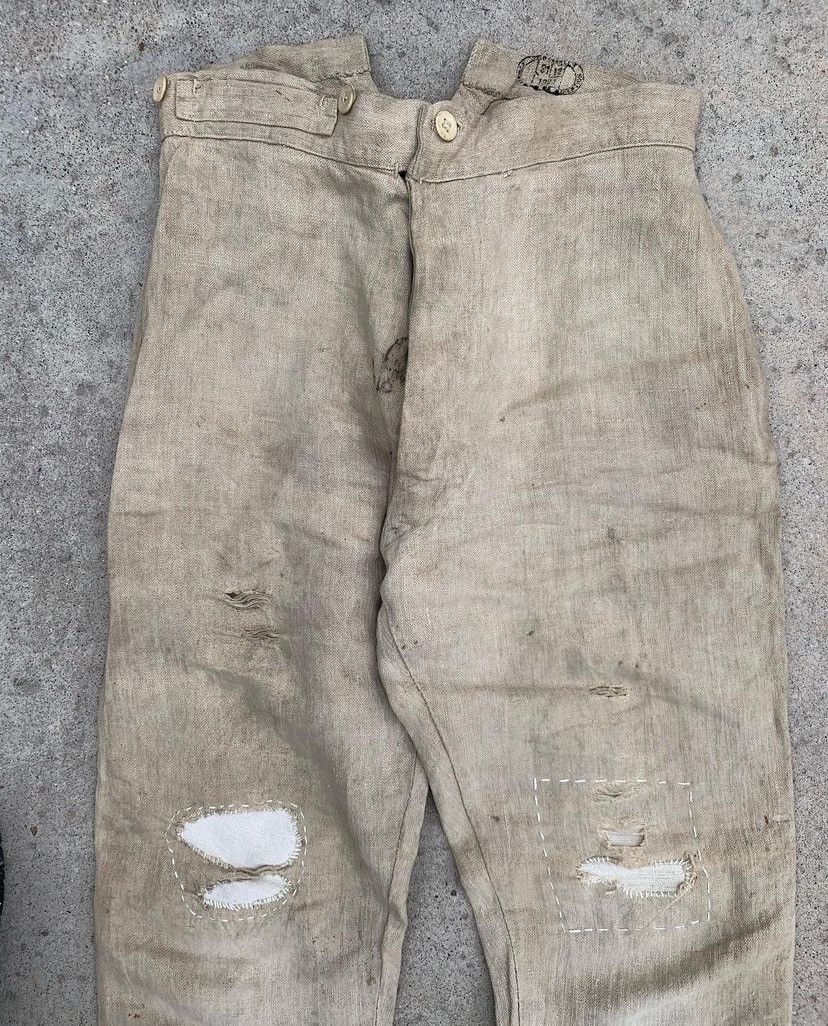 Vintage French Bourgeron Linen Military Trousers Size US 29 - 2 Thumbnail