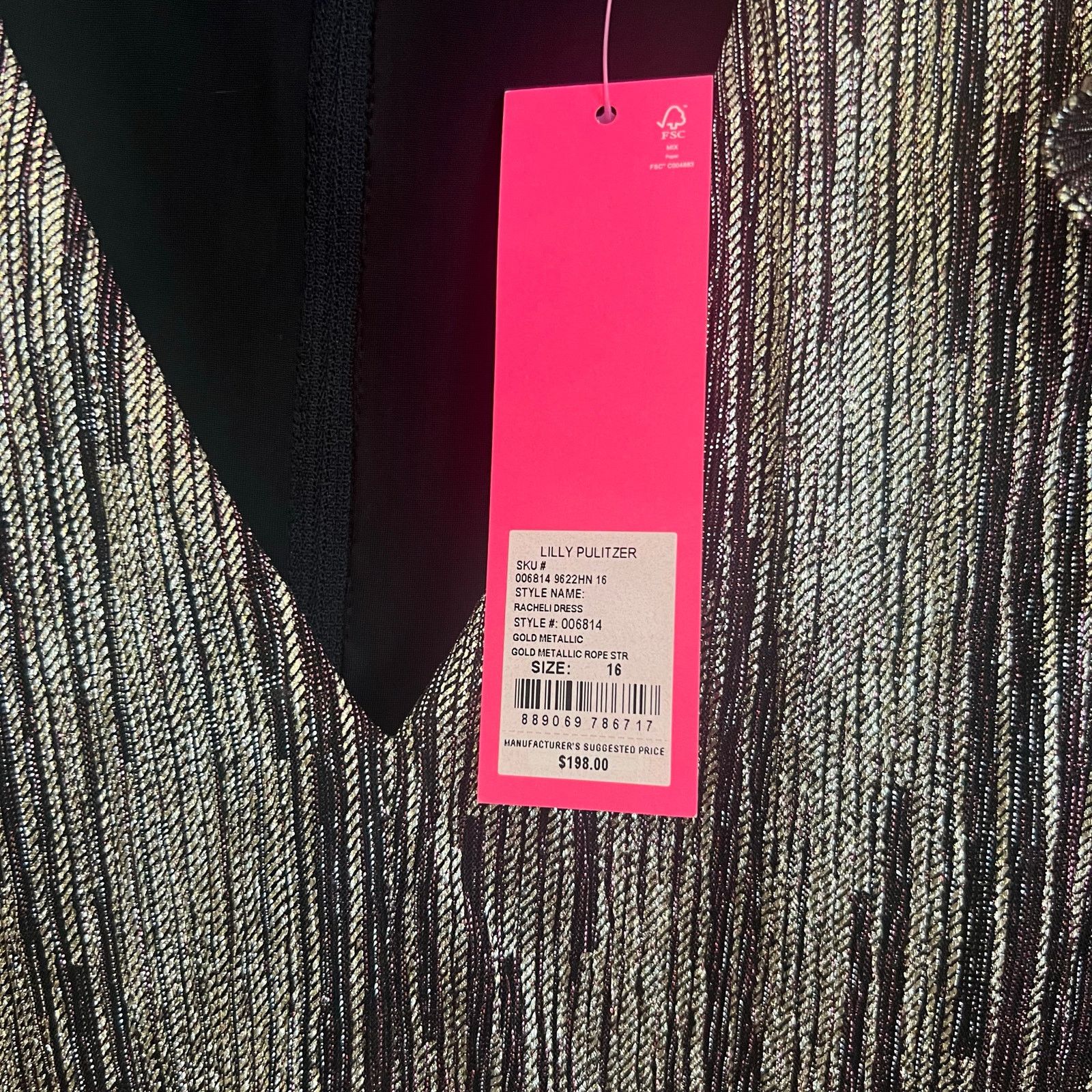 Lilly Pulitzer Lilly Pulitzer Racheli Dress 16 Midi Tiered Metallic Gold Size XXL / US 16-18 / IT 52-54 - 4 Thumbnail