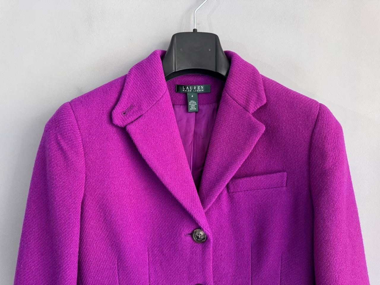 Ralph Lauren Lauren Ralph Lauren Women's Purple Tweed Wool Blazer, US 4 Size XS / US 0-2 / IT 36-38 - 3 Thumbnail