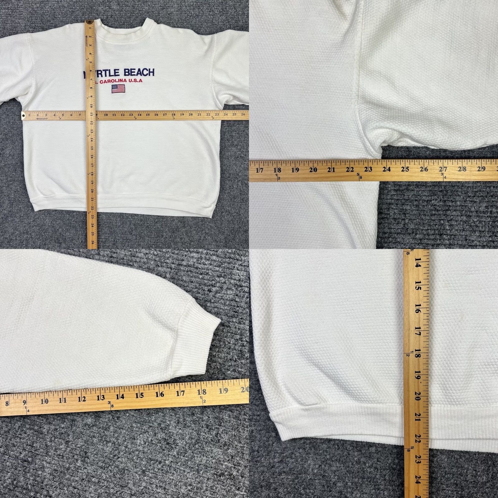 Vintage VINTAGE Myrtle Beach Embroidered Crewneck Sweatshirt Women Large White 90s Beach Patriotic Exist Sports Line Size L / US 10 / IT 46 - 8 Thumbnail