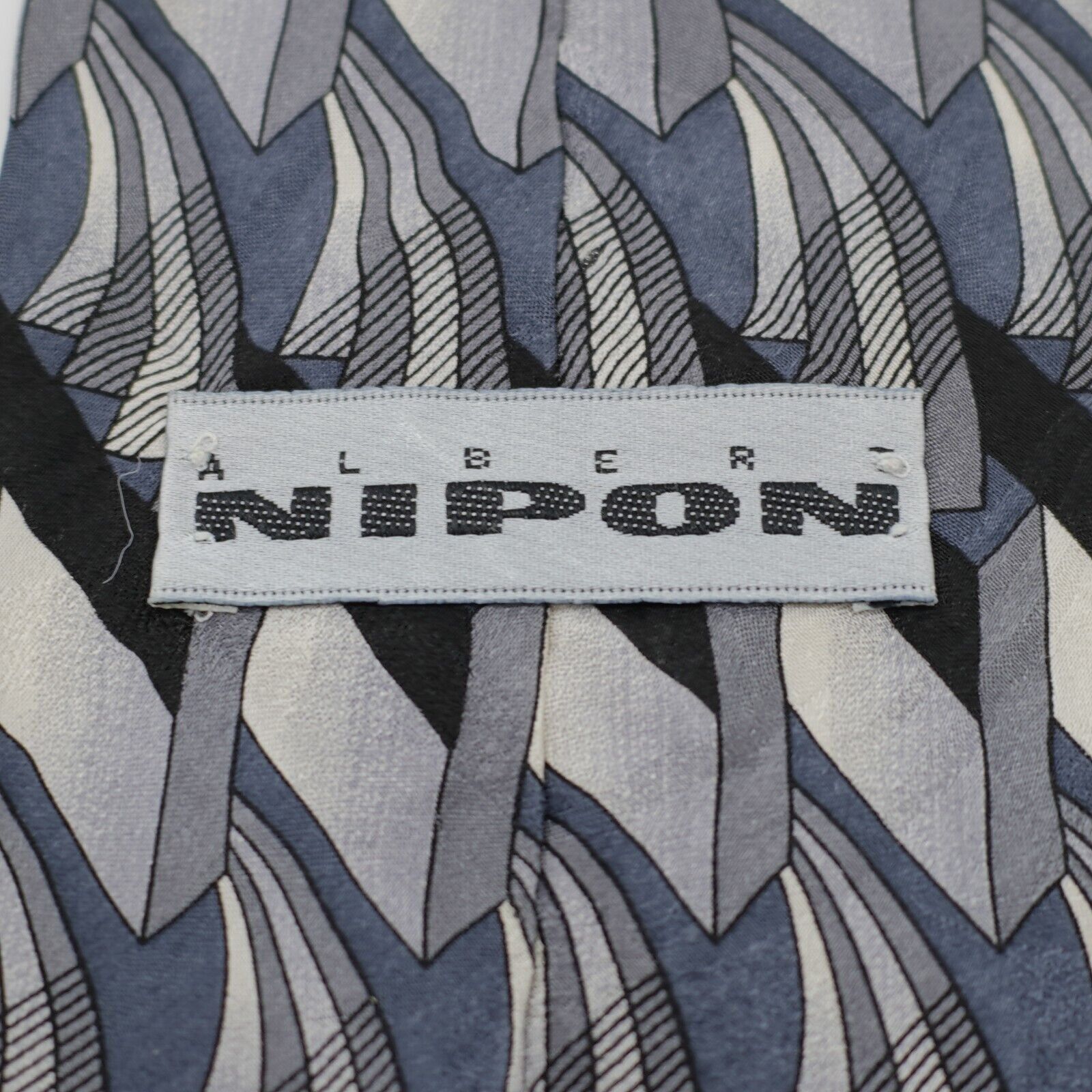 Albert Nipon Albert Nipon Abstract Geometric Silver Blue Jacquard Print S Size ONE SIZE - 3 Thumbnail