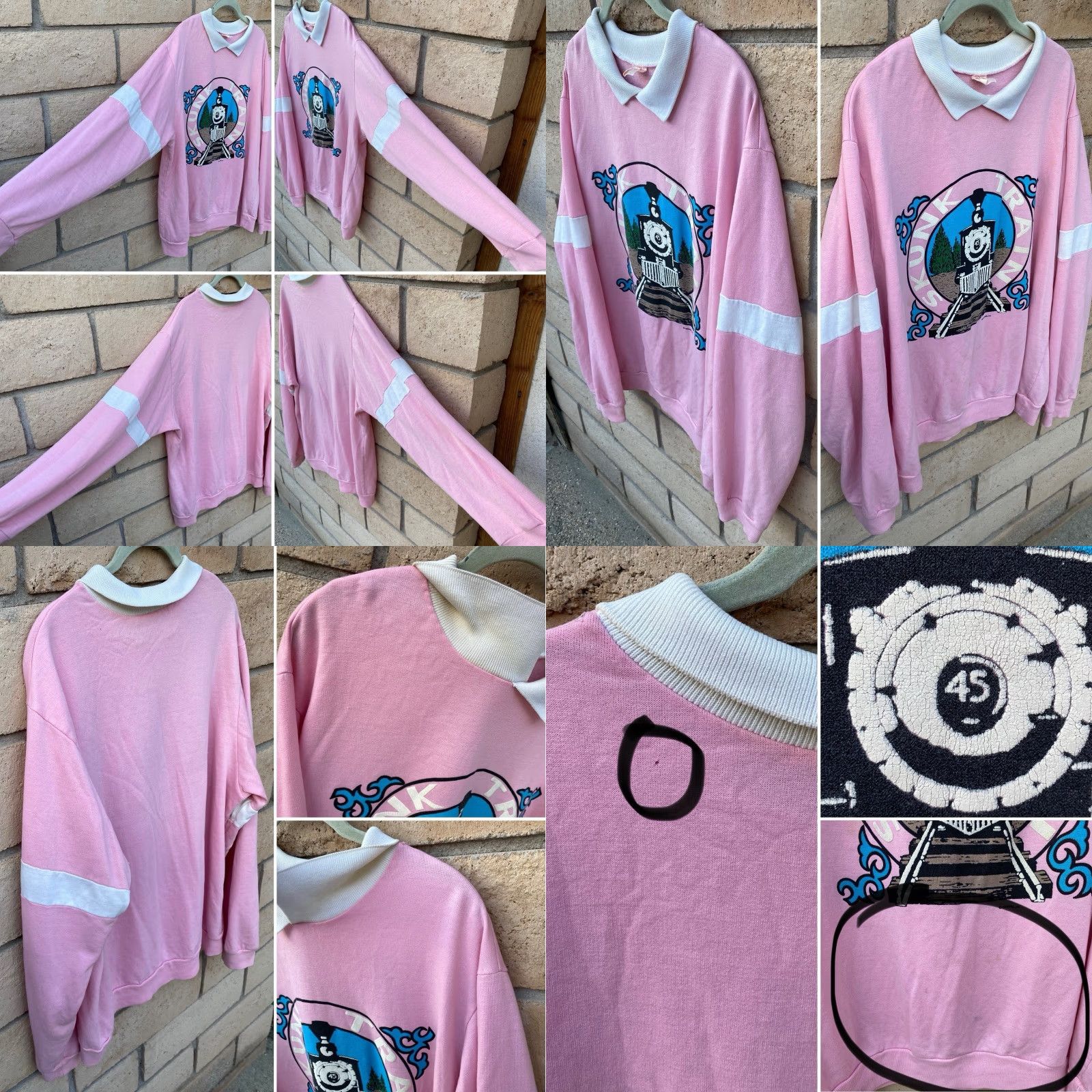 Pinko VINTAGE Western Shirt Line Pink Graphic Sweatshirt XL Men 80s 1980s Licensed Worn Size US XL / EU 56 / 4 - 8 Thumbnail