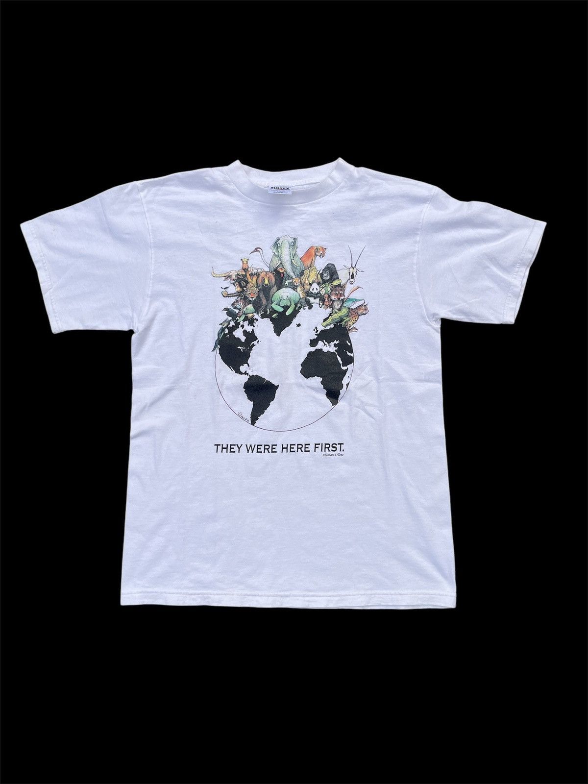 Japanese Brand × Vintage Vintage 1992 Human-i-tees Tshirt size Large Animal Rights Size US L / EU 52-54 / 3 - 1 Thumbnail