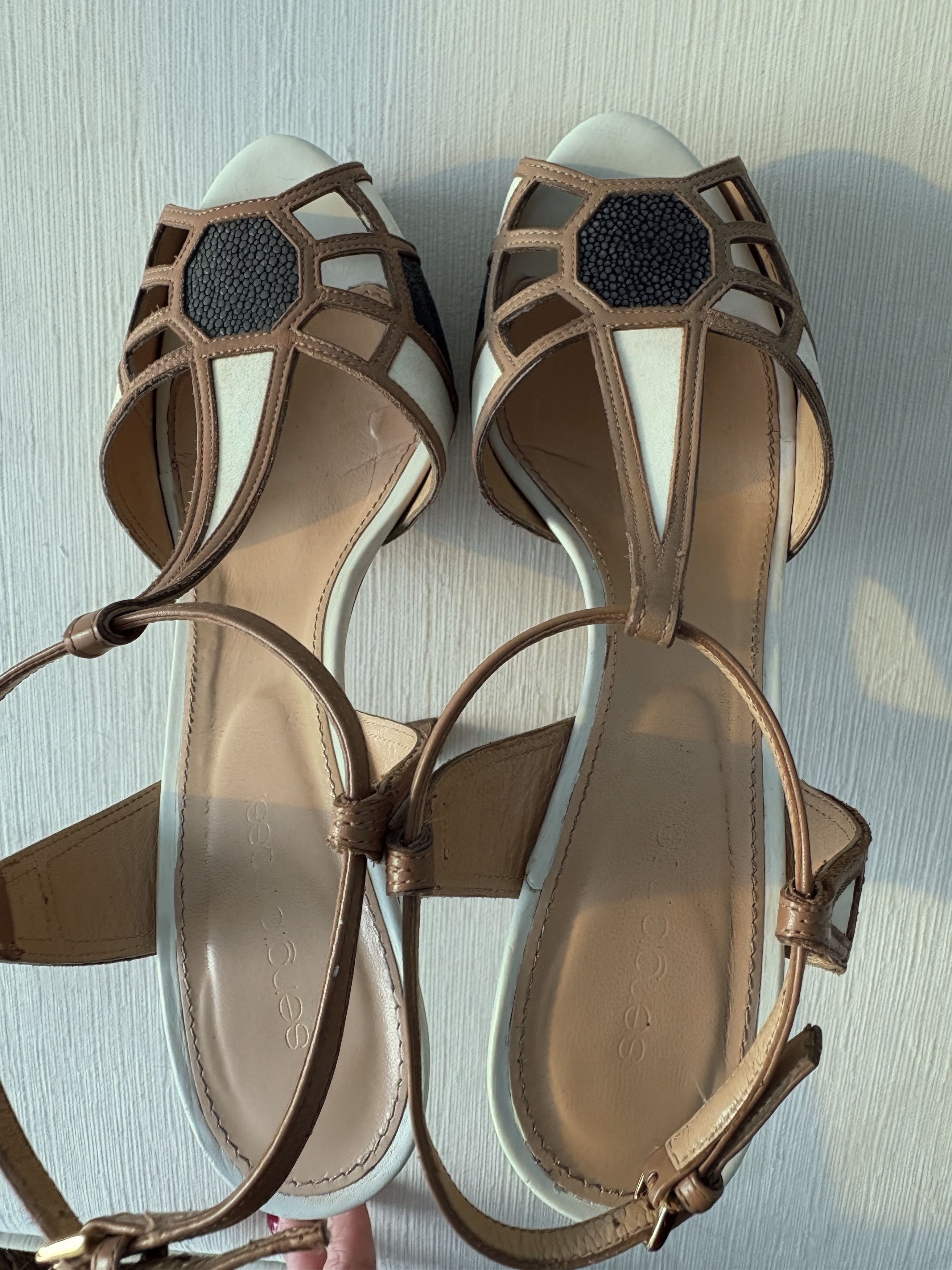 Sergio Rossi Sergio Rossi Leather & Suede Cage Platform Heels Size 39.5 Size US 9.5 / IT 39.5 - 5 Thumbnail