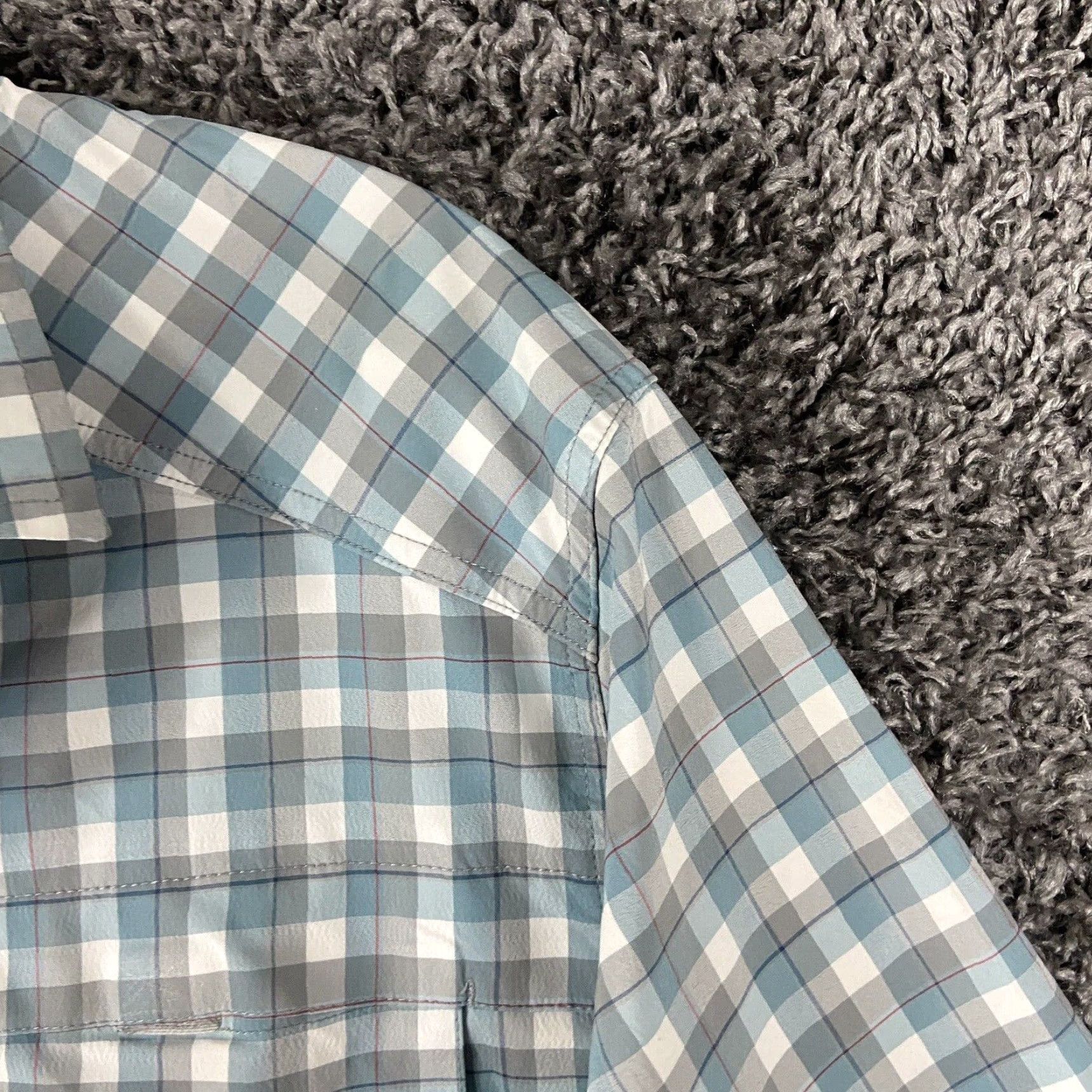 Vintage REI Shirt Blue Plaid Outdoor Button-Up Short Sleeve Men L Size US 33 - 5 Thumbnail