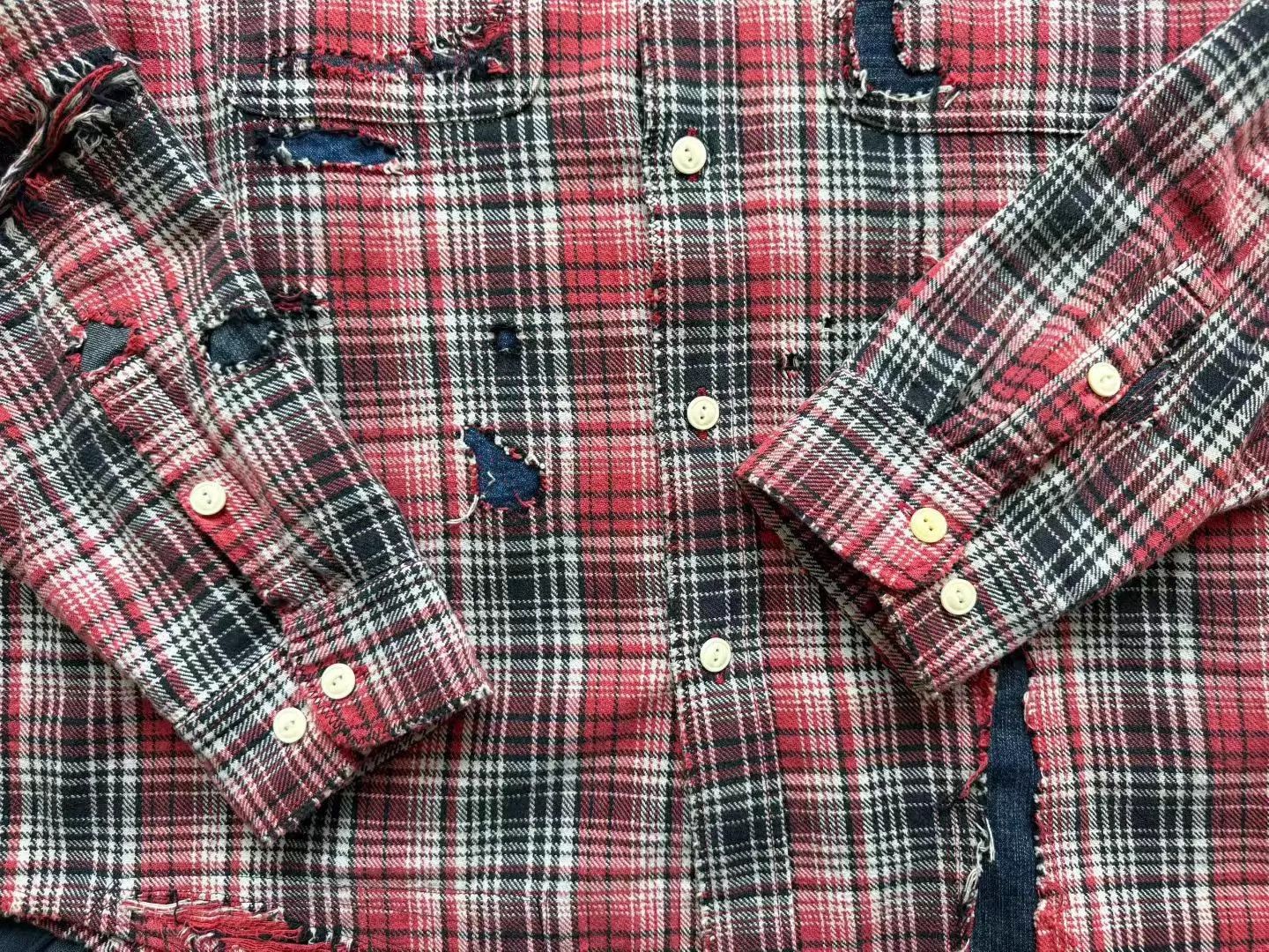 Visvim VISVIM 20SS Lumber LS CRASH 1st Ed Distressed Check Red 4 Size US XL / EU 56 / 4 - 7 Thumbnail