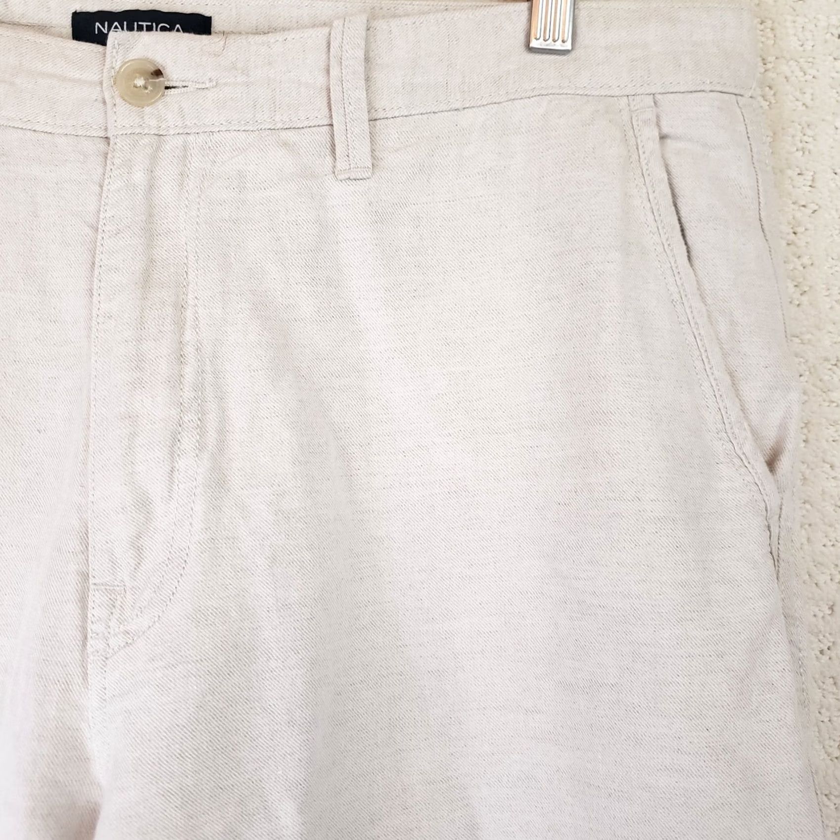 Nautica Nautica Pants Beige Linen Regular Straight 36x32 Men’s Flat Front Size US 36 / EU 52 - 5 Thumbnail