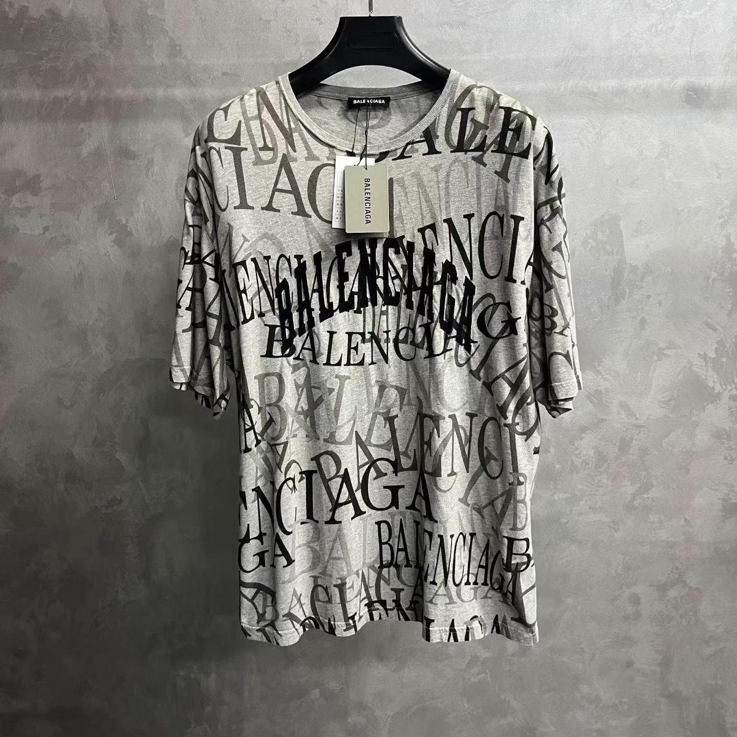 Balenciaga Balenciaga Gray Logo Allover Crewneck SS T-shirt Size M Size US M / EU 48-50 / 2 - 1 Thumbnail