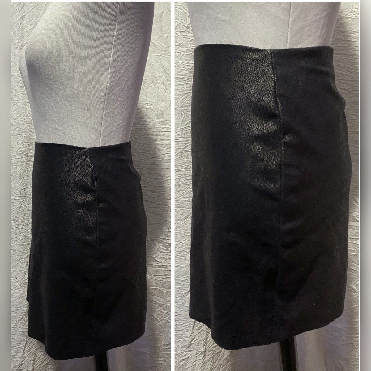 Vintage Retro, Britt Ryan, Black, Faux Snake Skin, Mini Skirt Size 28" / US 6 / IT 42 - 6 Thumbnail
