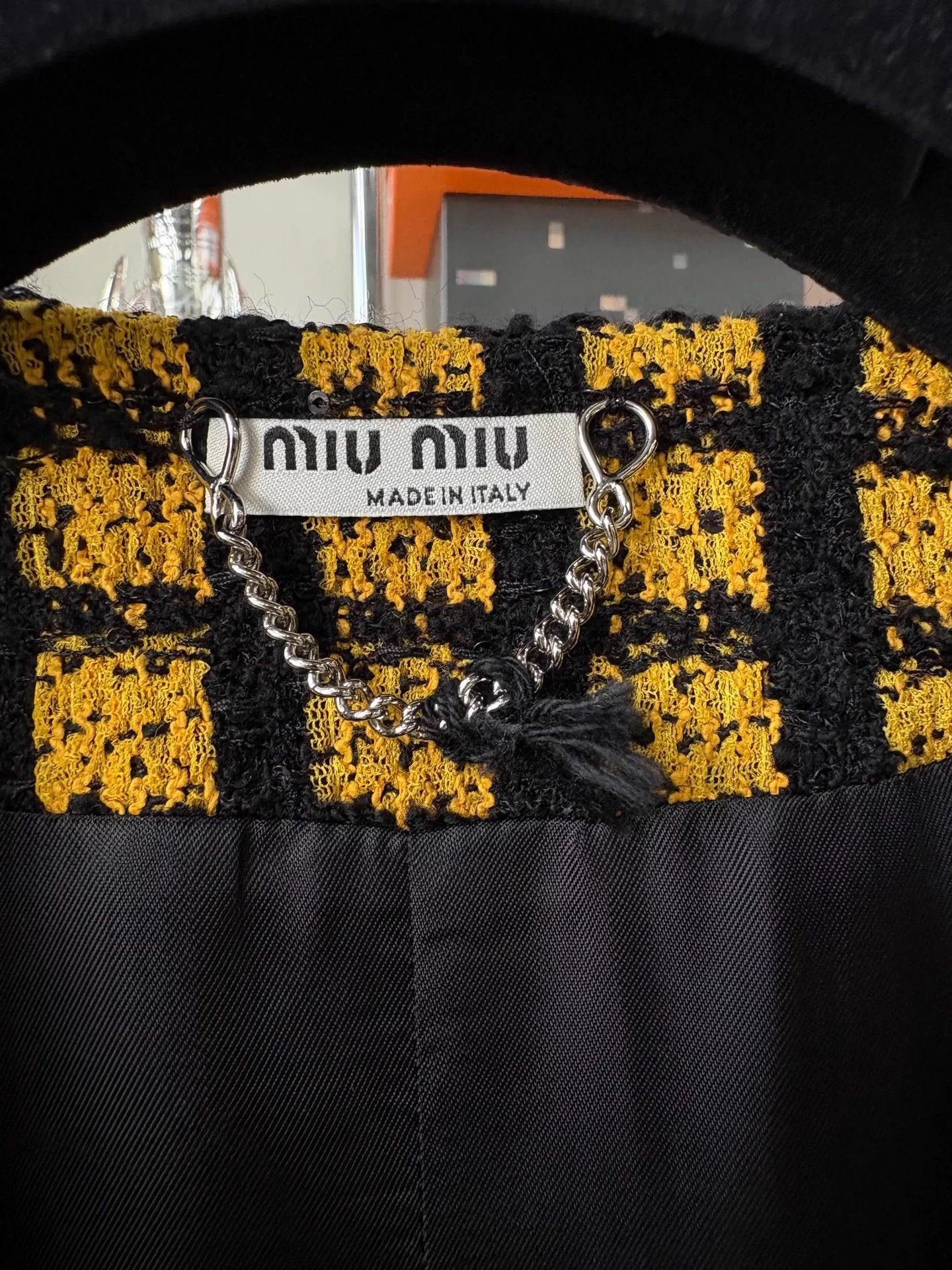 Miu Miu MIU MIU sequin yellow black check oversized knit IT38 Size XS / US 0-2 / IT 36-38 - 2 Thumbnail