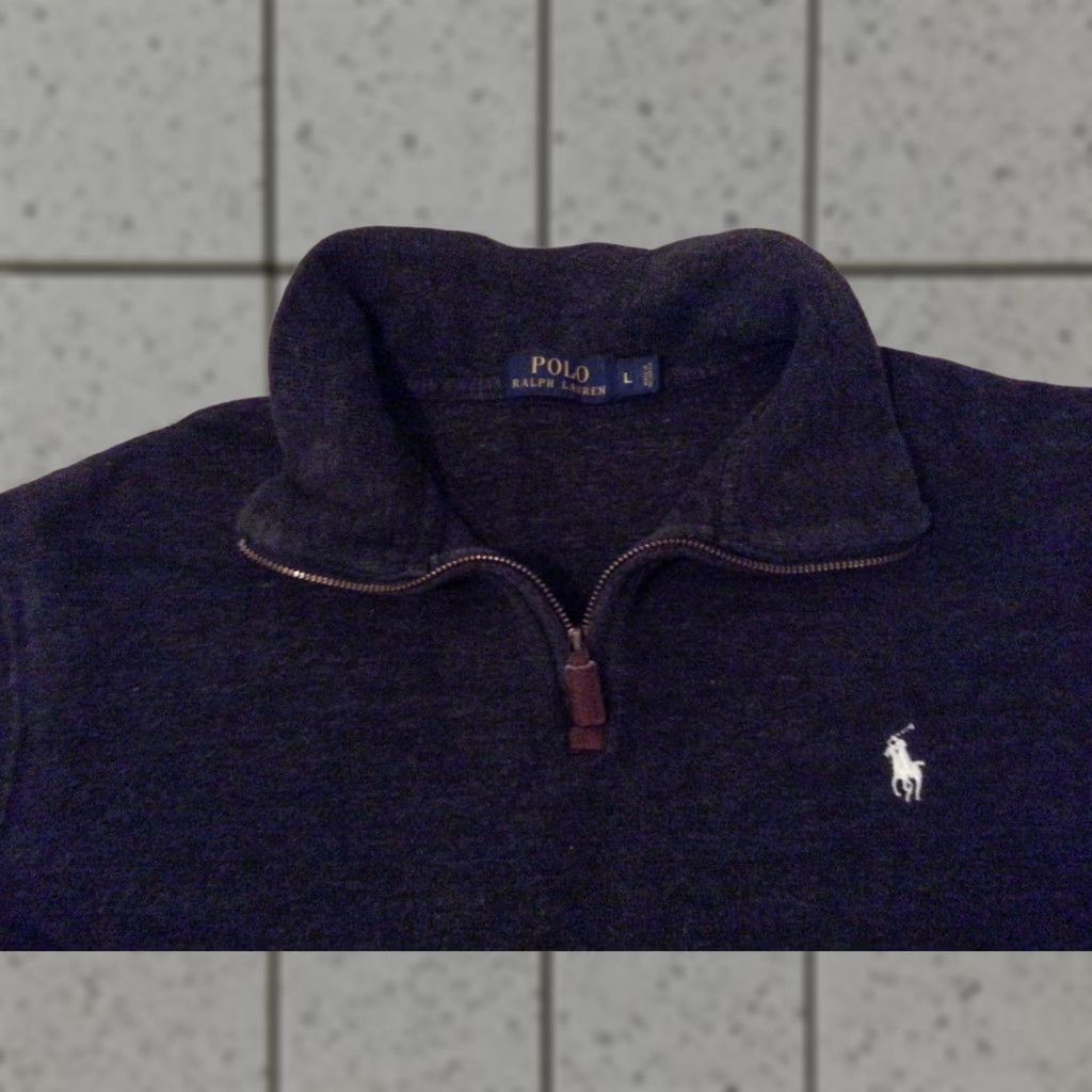 Polo Ralph Lauren Polo Ralph Lauren Mens Polo Shirt 1/2 Zip Sweater L Large Gray Cotton Size US L / EU 52-54 / 3 - 1 Thumbnail