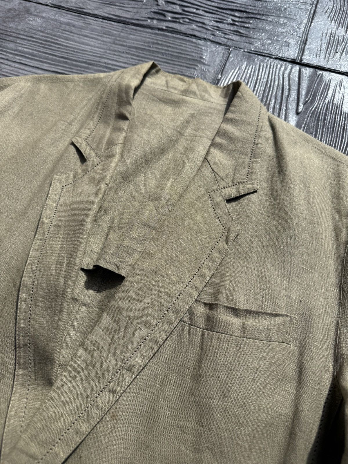 Issey Miyake Issey Miyake Tailored Linen Laurel Green Blazer Jacket Size 38R - 5 Thumbnail