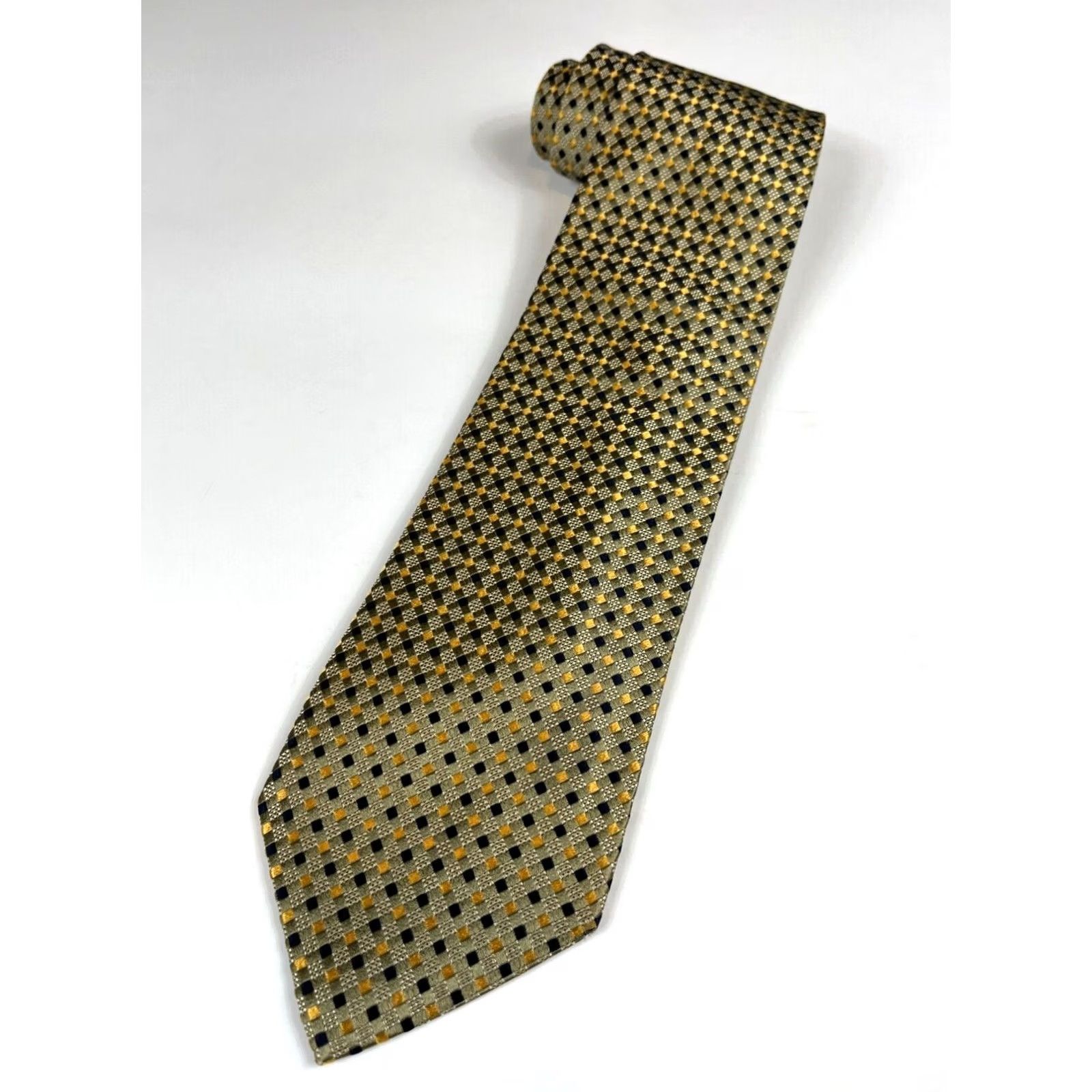 Ermenegildo Zegna VINTAGE Ermenegildo Zegna Silk Tie Geometric Men’s 58.5" Gold Width 3.75" Made in Italy Mens Size ONE SIZE - 2 Thumbnail