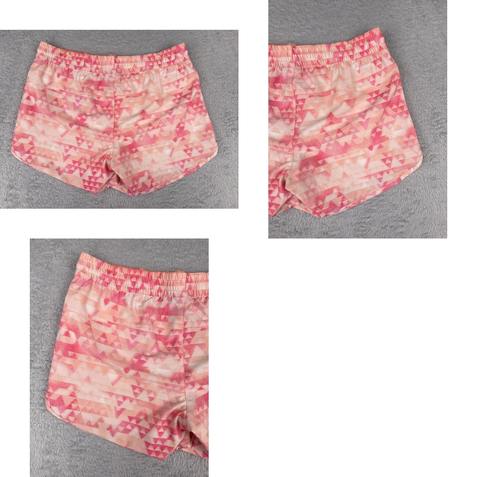 Pinko Columbia Shorts Women Large Pink Orange Triangle Pattern Sweat Run Gym Polyester Size 36" / US 14 / IT 50 - 9 Thumbnail