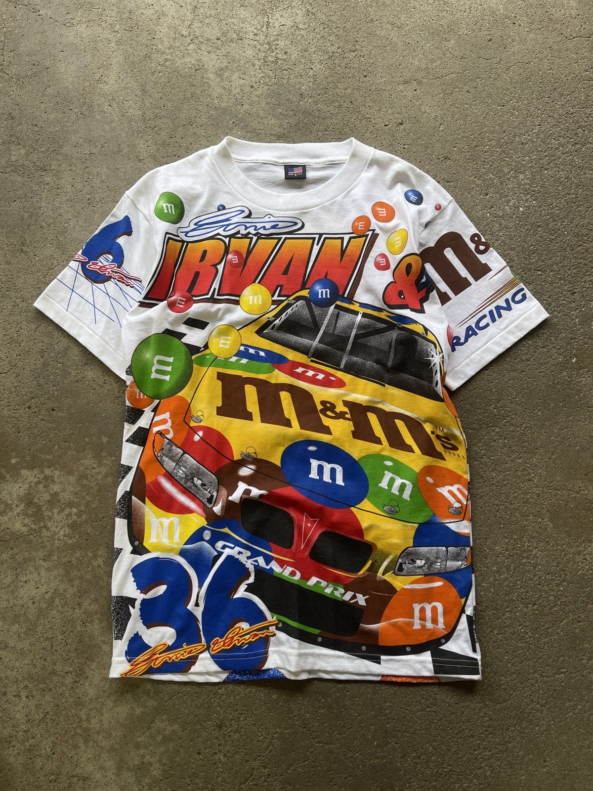 image of 90's Nascar M&m's Ernie Irvan All Over Print Shirt M, Men's (Size Medium)