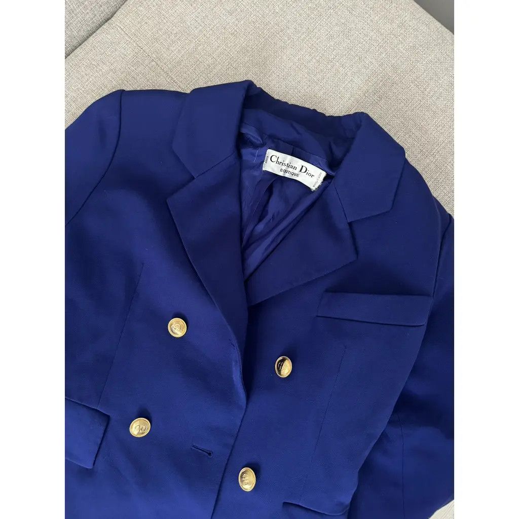 Dior Vintage Christian Dior Navy Wool Blazer Gold Buttons FR 36 Size XS / US 0-2 / IT 36-38 - 2 Thumbnail