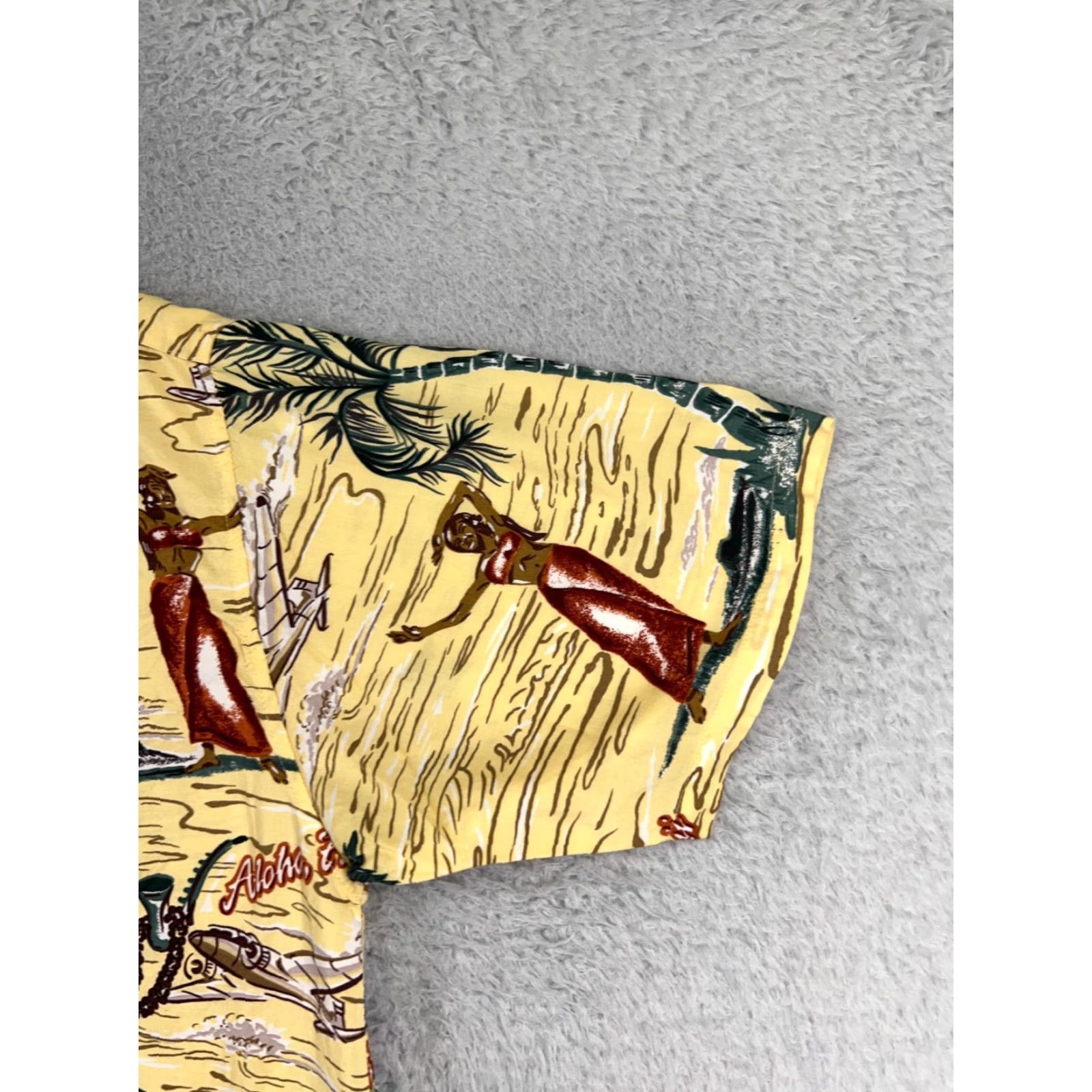 Gotcha Gotcha Sport Shirt Men XL Yellow Hawaiian Resort Luau Aloha Floral Short Sleeve Button-Up Size US XL / EU 56 / 4 - 2 Thumbnail