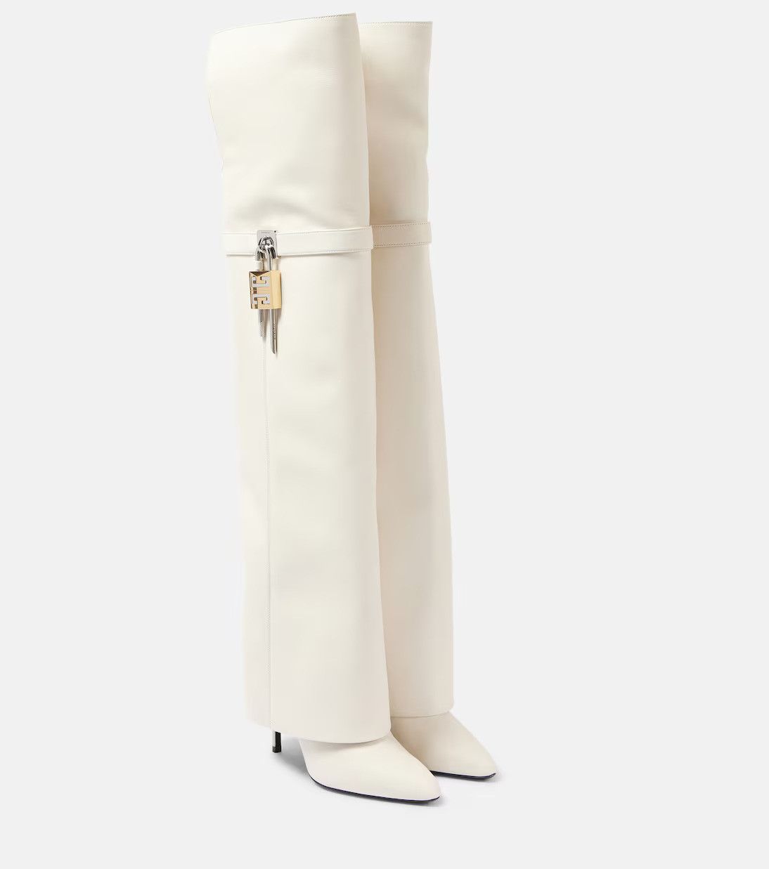 Givenchy o1lv12m0526 Shark Lock Stiletto over-the-knee boots in White Size US 8 / IT 38 - 1 Thumbnail