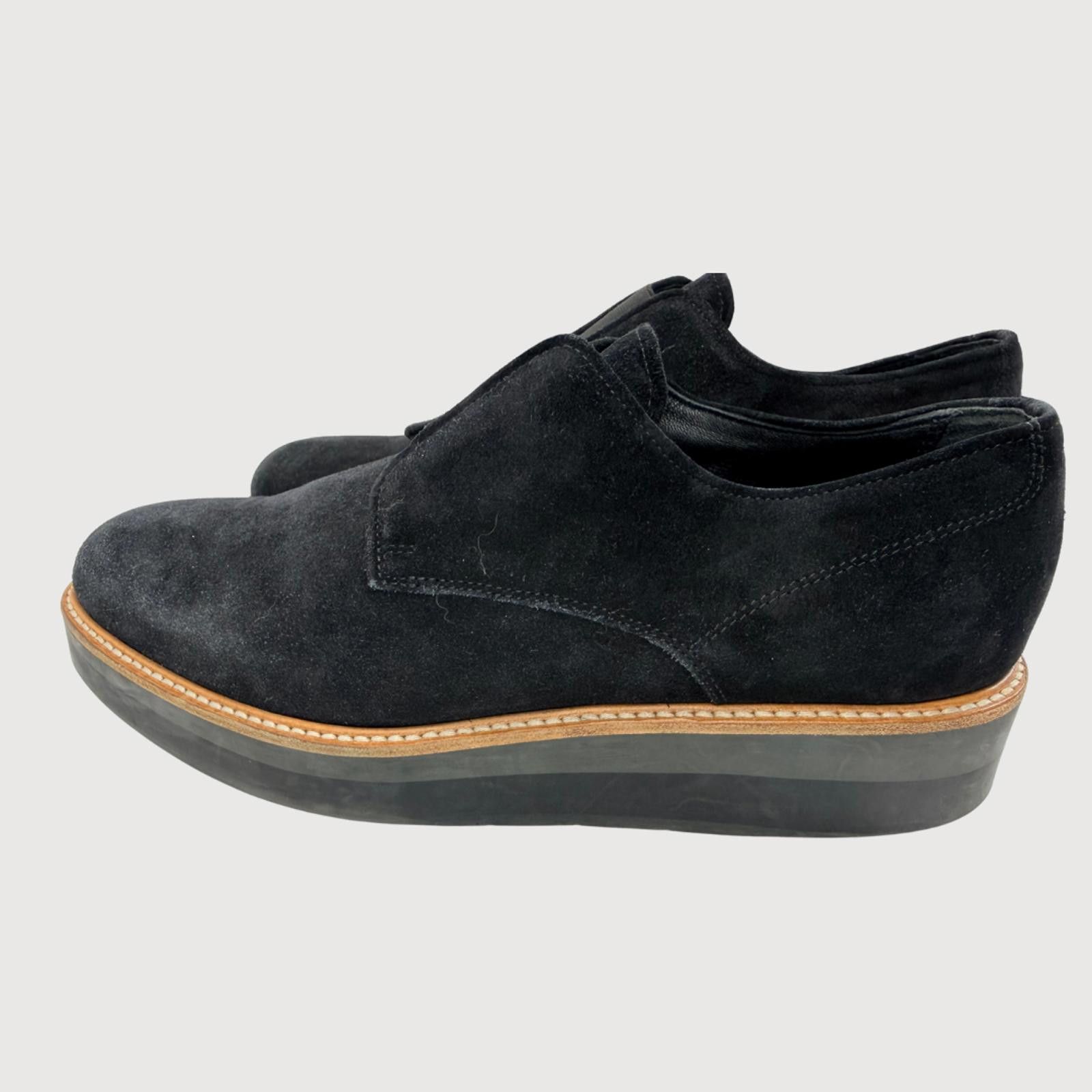Vince Vince Davy Black Suede Platform Slip On Oxfords Size 8M EU38 Size US 8 / IT 38 - 9 Thumbnail