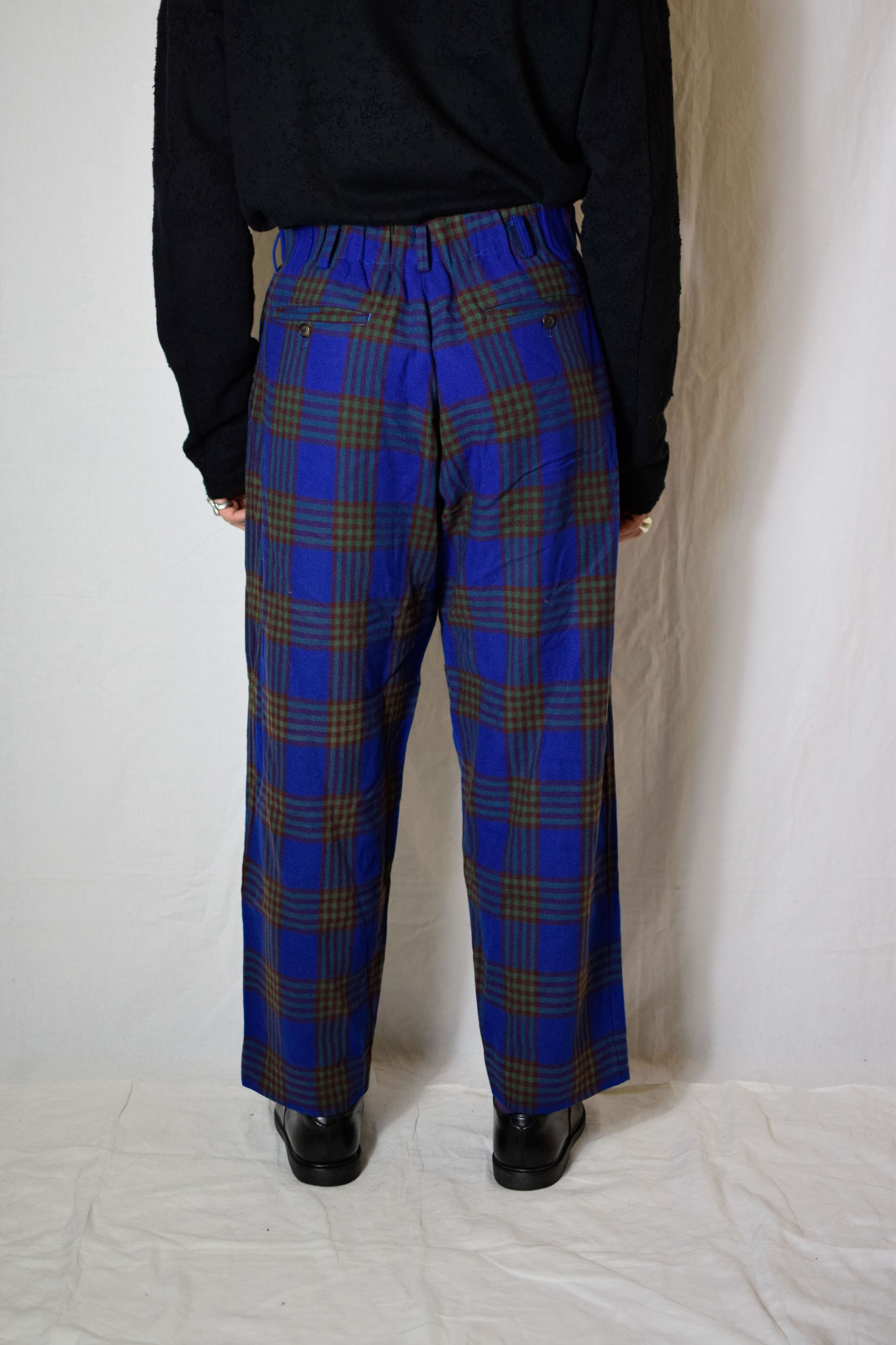 Yohji Yamamoto Y's for Men Blue Check Pants - MS-P08-115 Size US 32 / EU 48 - 6 Thumbnail