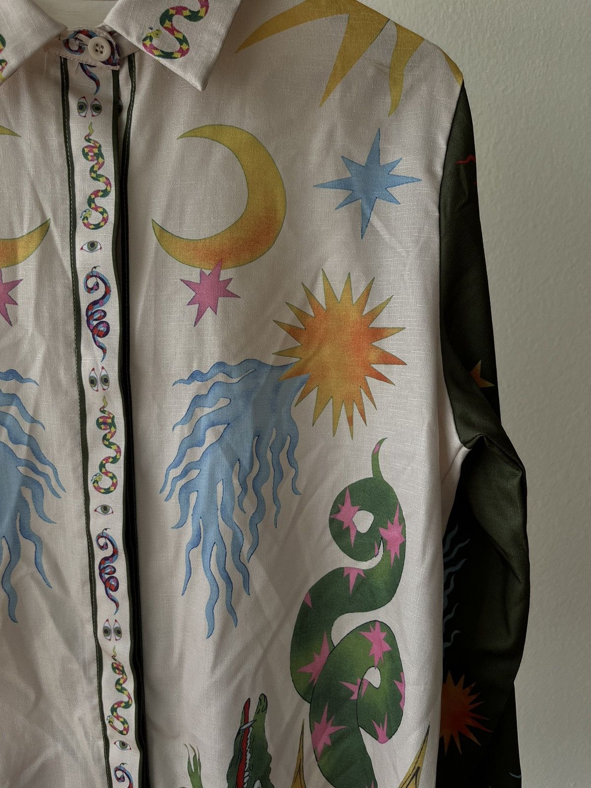 Designer Days Of Heaven Print Shirt Button Up Large Size L / US 10 / IT 46 - 2 Thumbnail